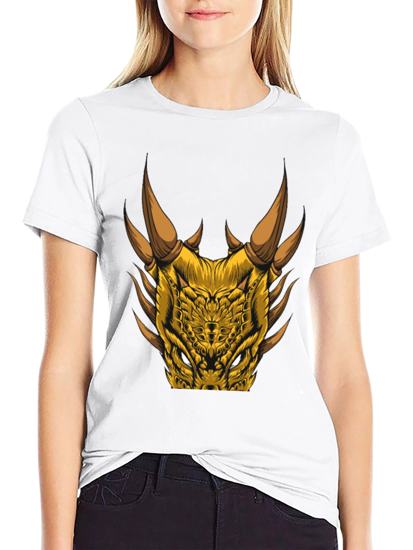 Dragon Head Graphic Tee - Black Cotton Blend