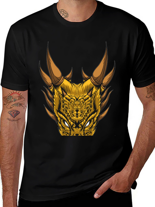 Dragon Head Graphic Tee - Black Cotton Blend