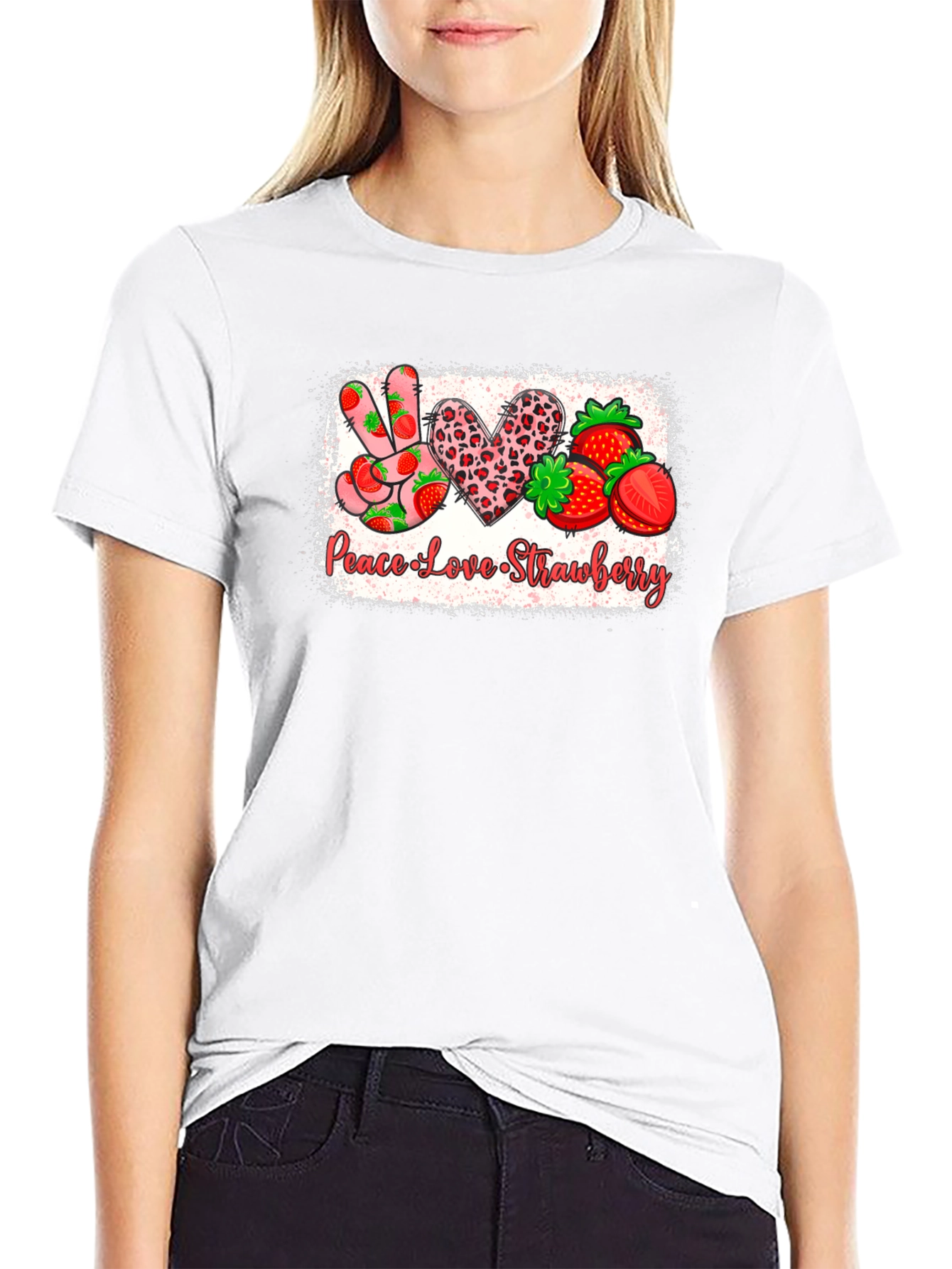 Peace Love Strawberry Graphic Tee