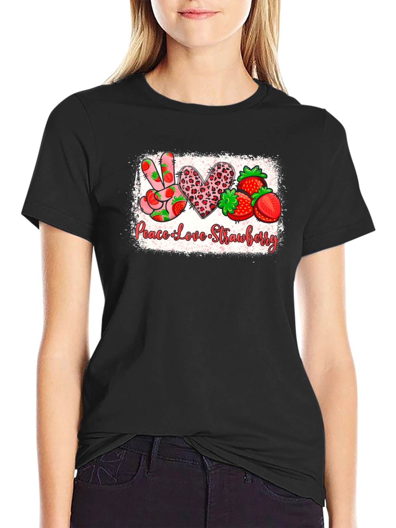 Peace Love Strawberry Graphic Tee