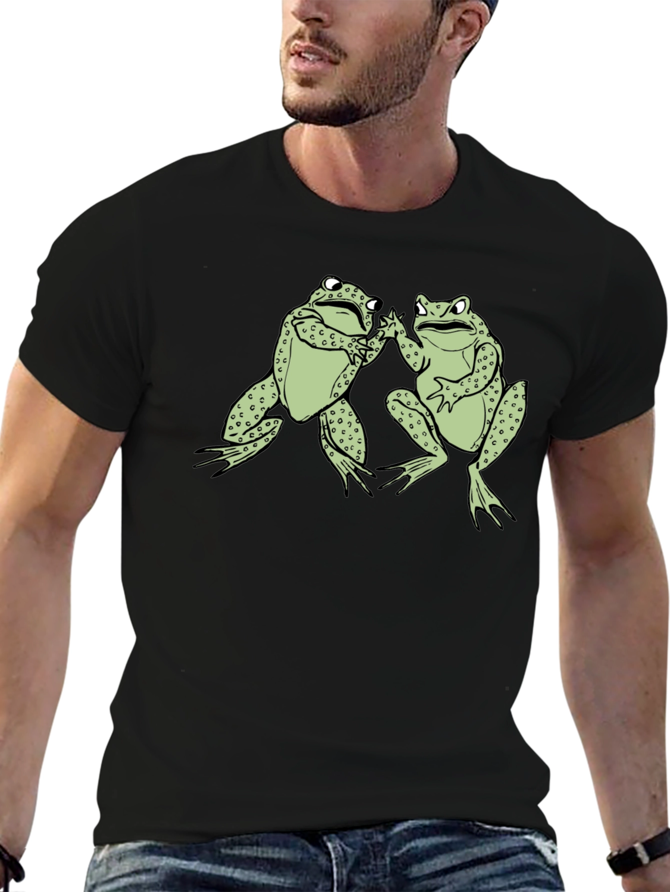 Frog Buddies Black T-Shirt Fun Graphic Tee