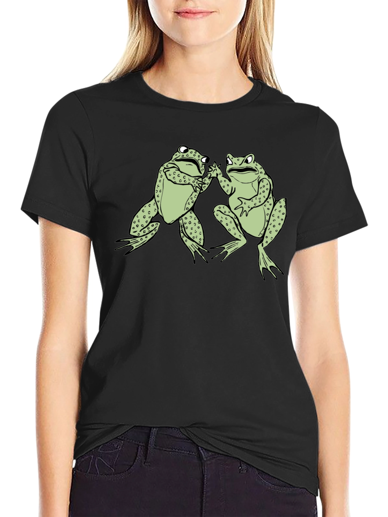 Frog Buddies Black T-Shirt Fun Graphic Tee