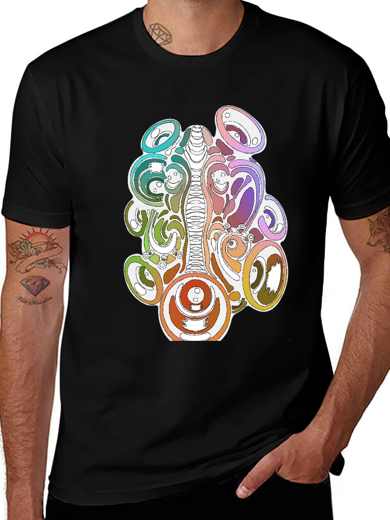 Psychedelic Graphic Print Black T-Shirt