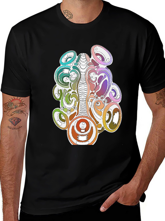 Psychedelic Graphic Print Black T-Shirt