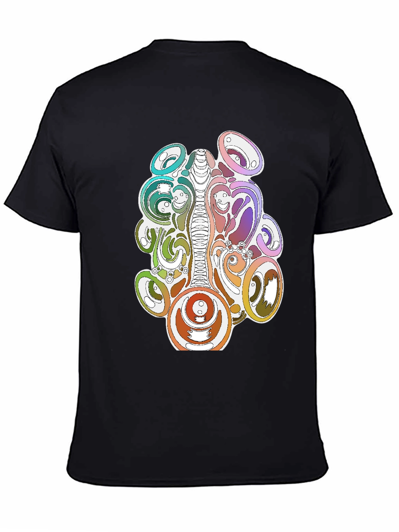 Psychedelic Graphic Print Black T-Shirt
