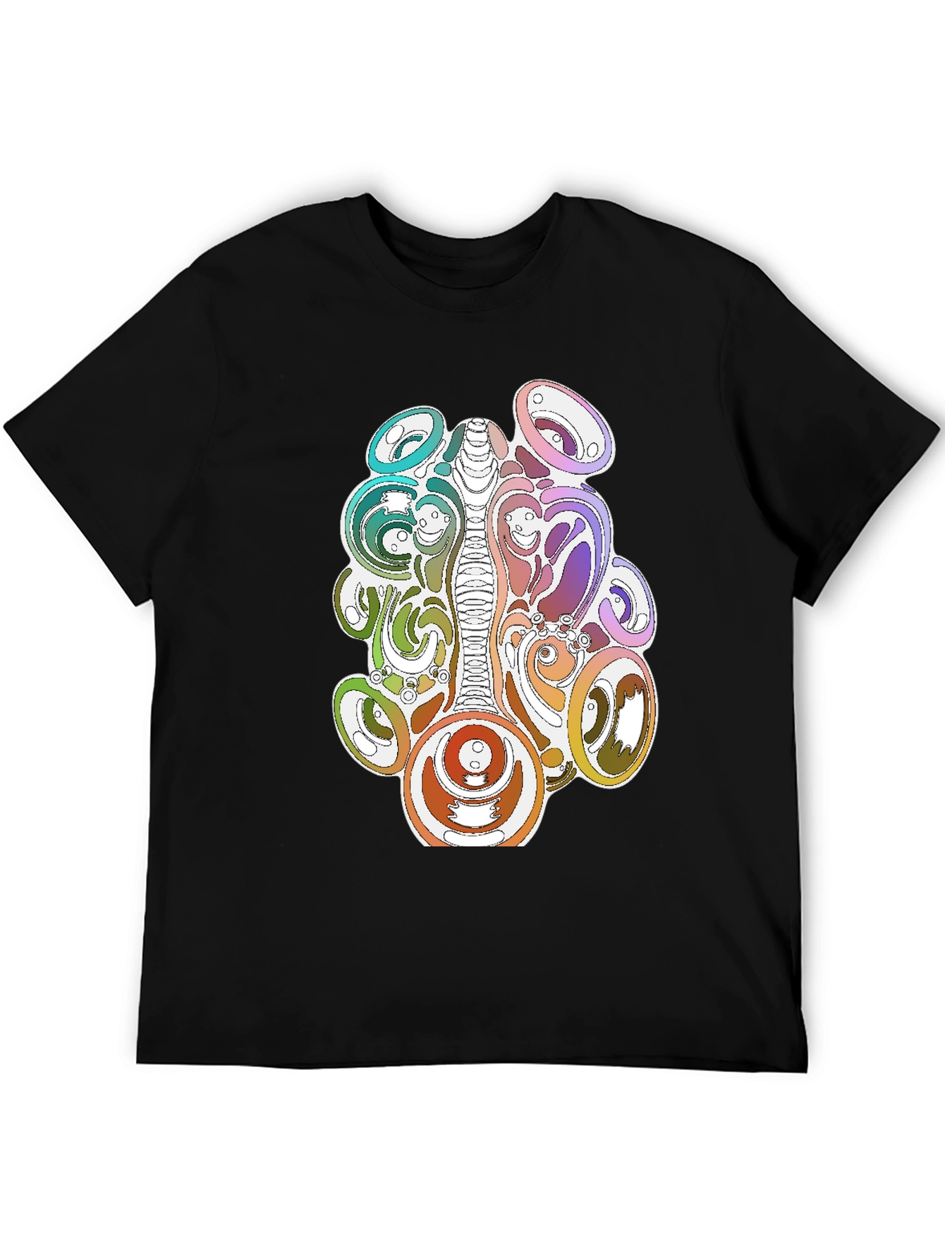 Psychedelic Graphic Print Black T-Shirt