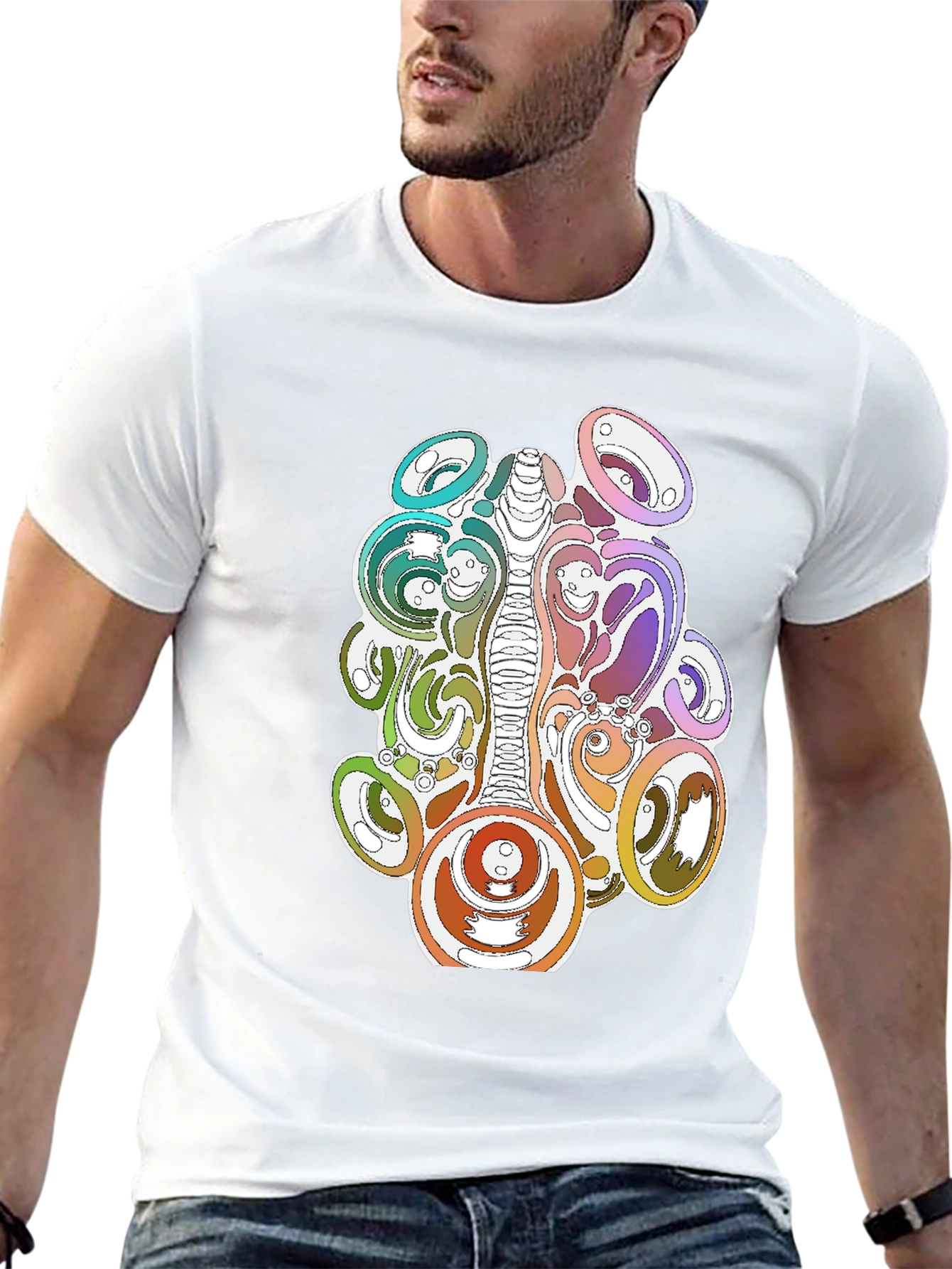 Psychedelic Graphic Print Black T-Shirt