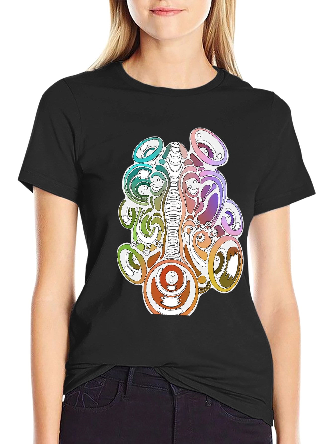 Psychedelic Graphic Print Black T-Shirt