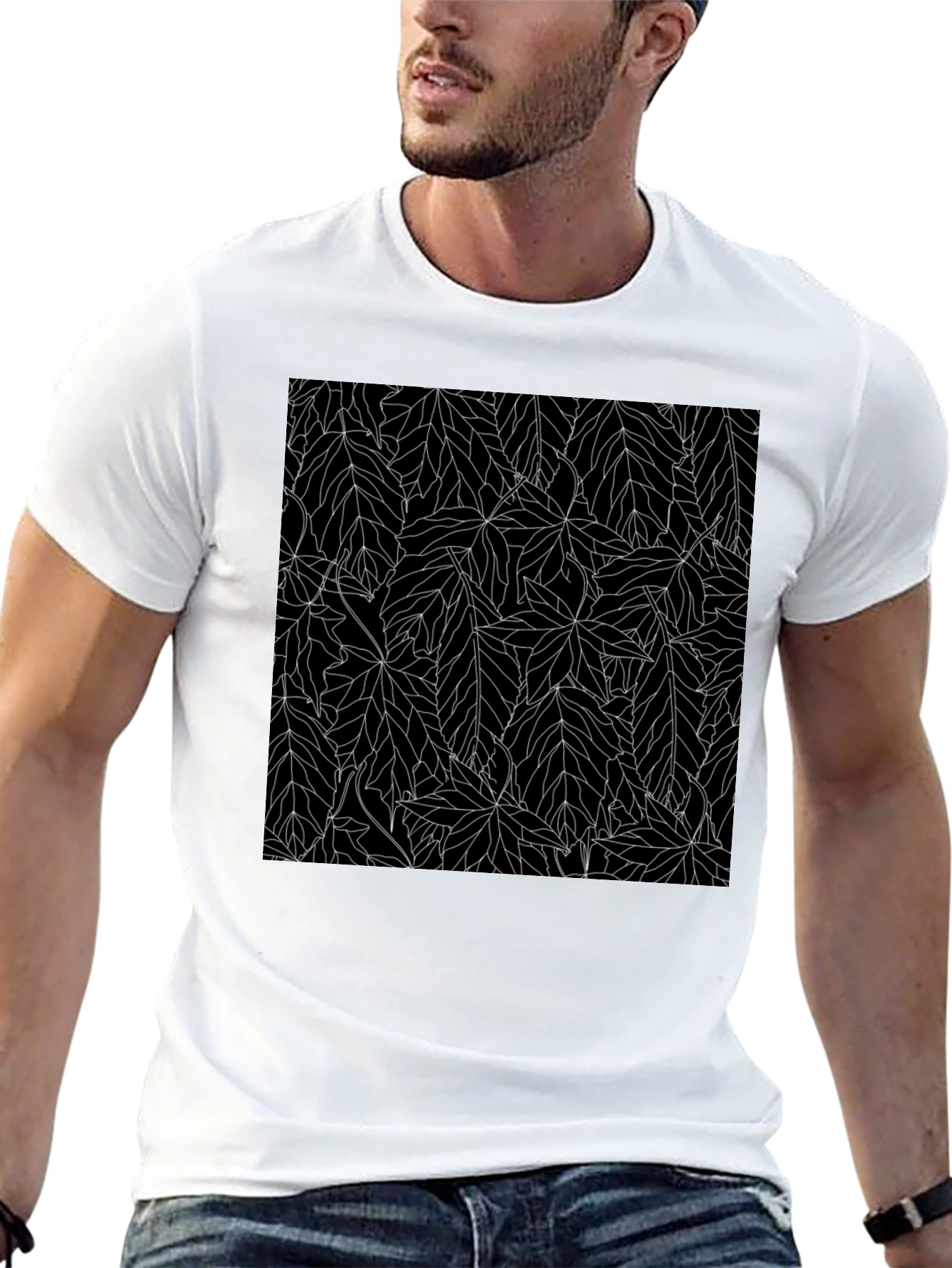 Black Leaf Pattern Tee