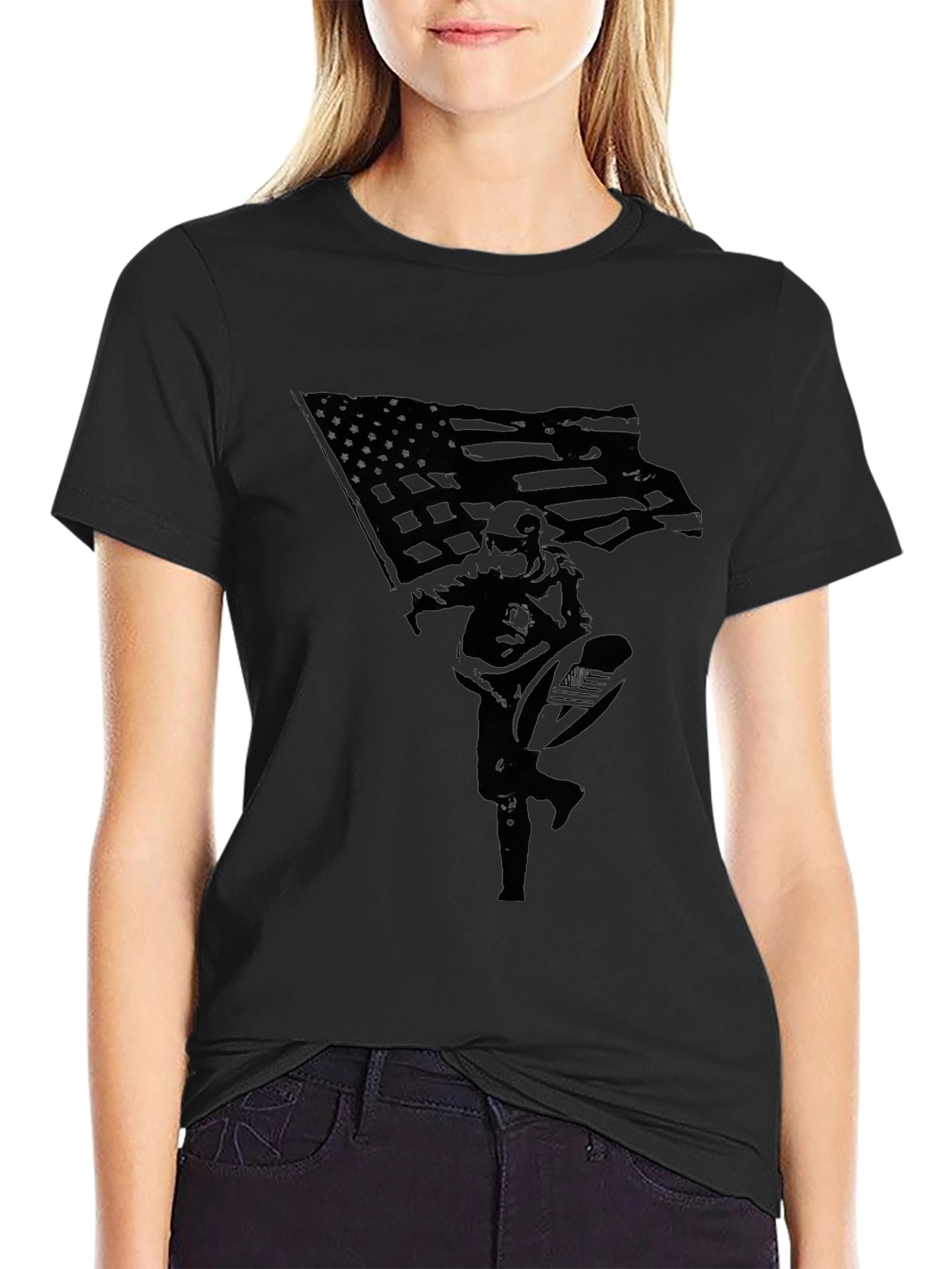 Patriotic Soldier Graphic Tee - Black