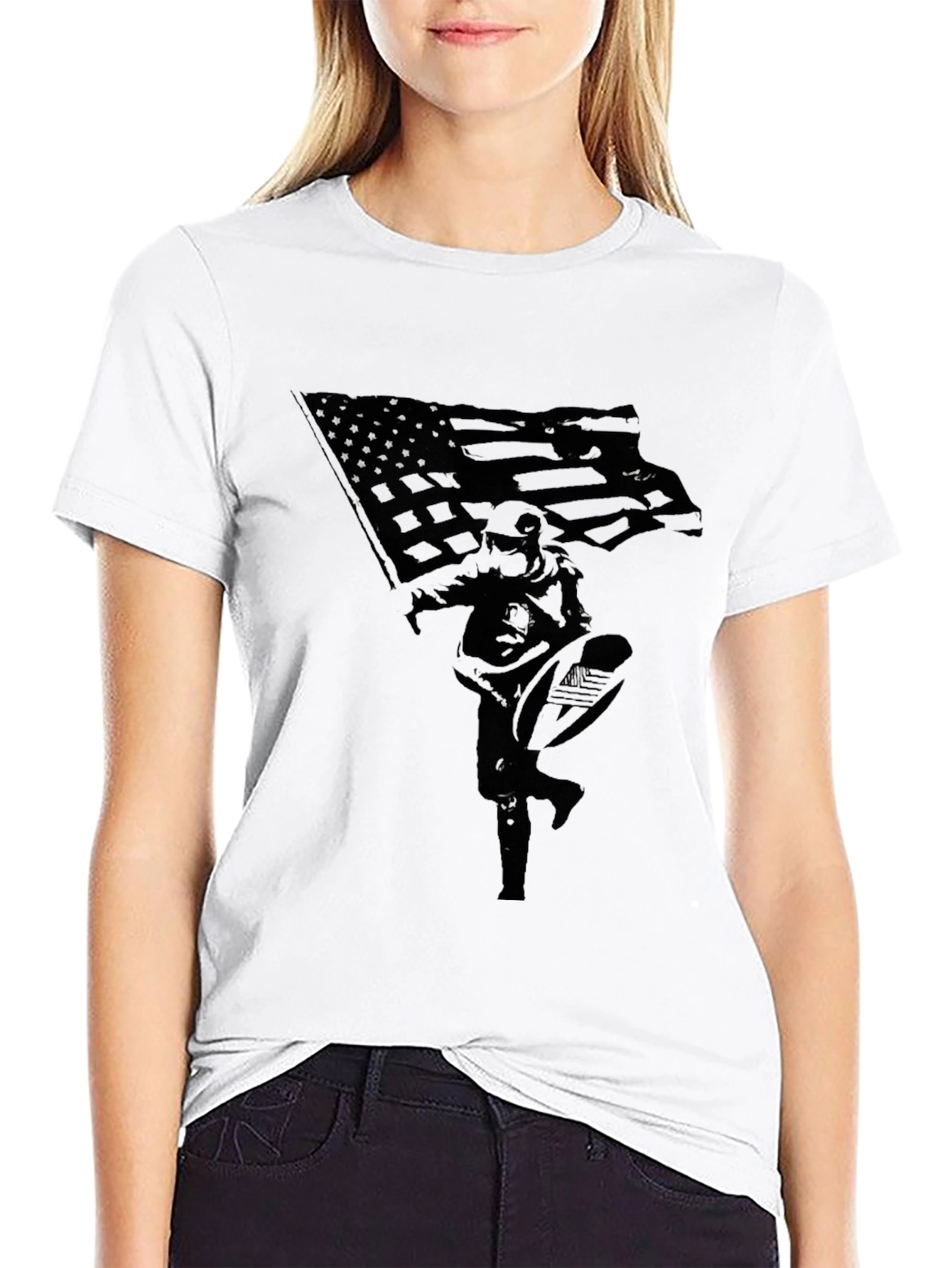 Patriotic Soldier Graphic Tee - Black