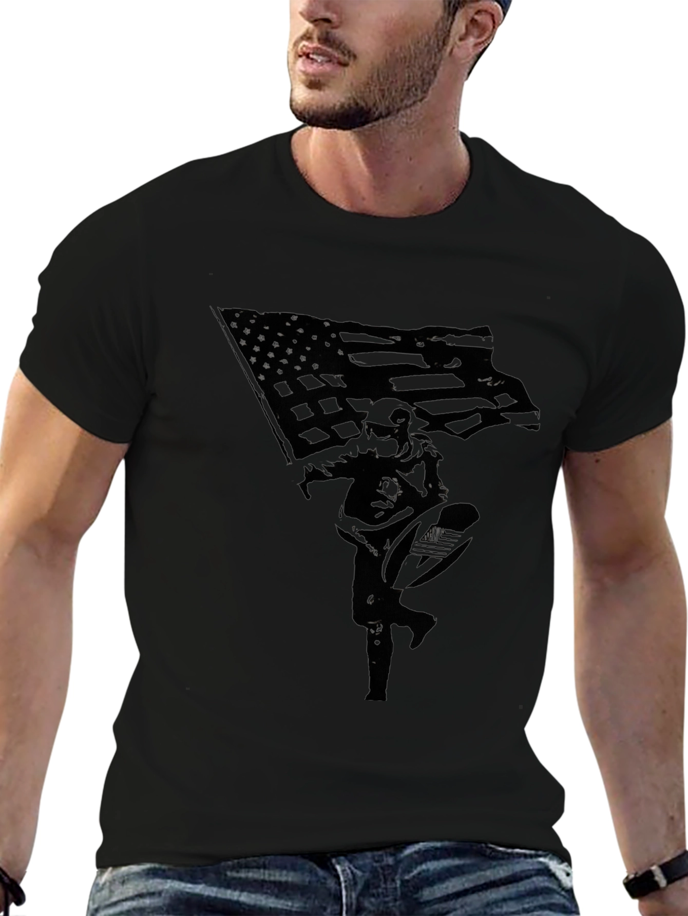 Patriotic Soldier Graphic Tee - Black