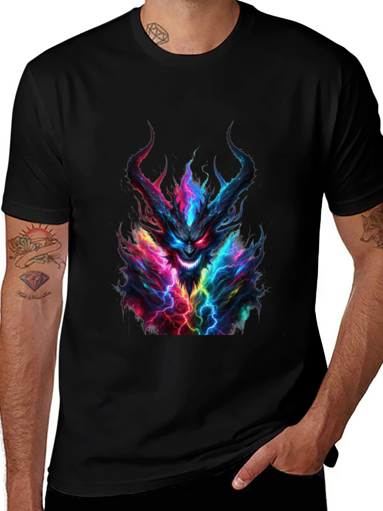 Monster Graphic Print Black T-Shirt
