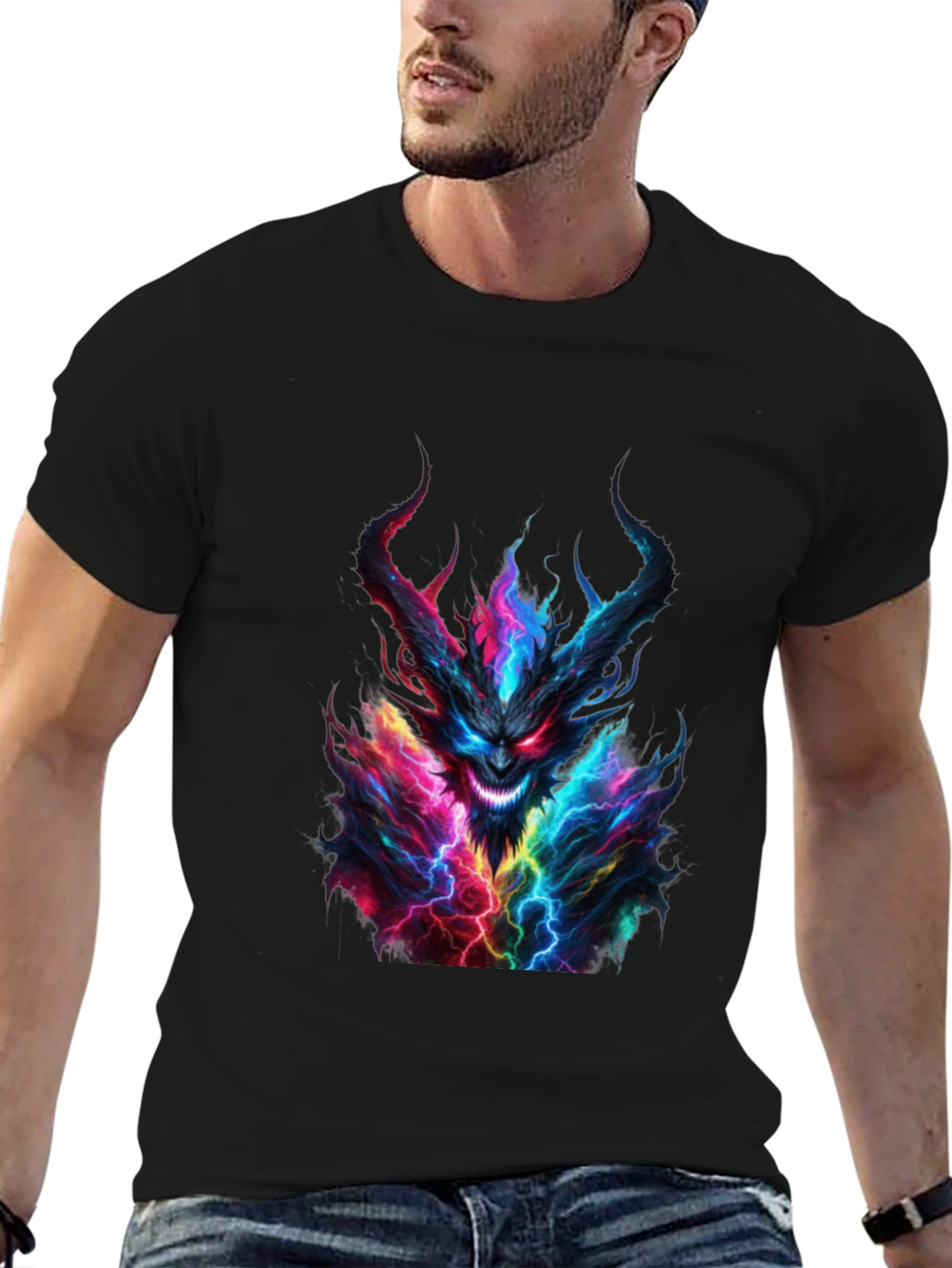 Monster Graphic Print Black T-Shirt