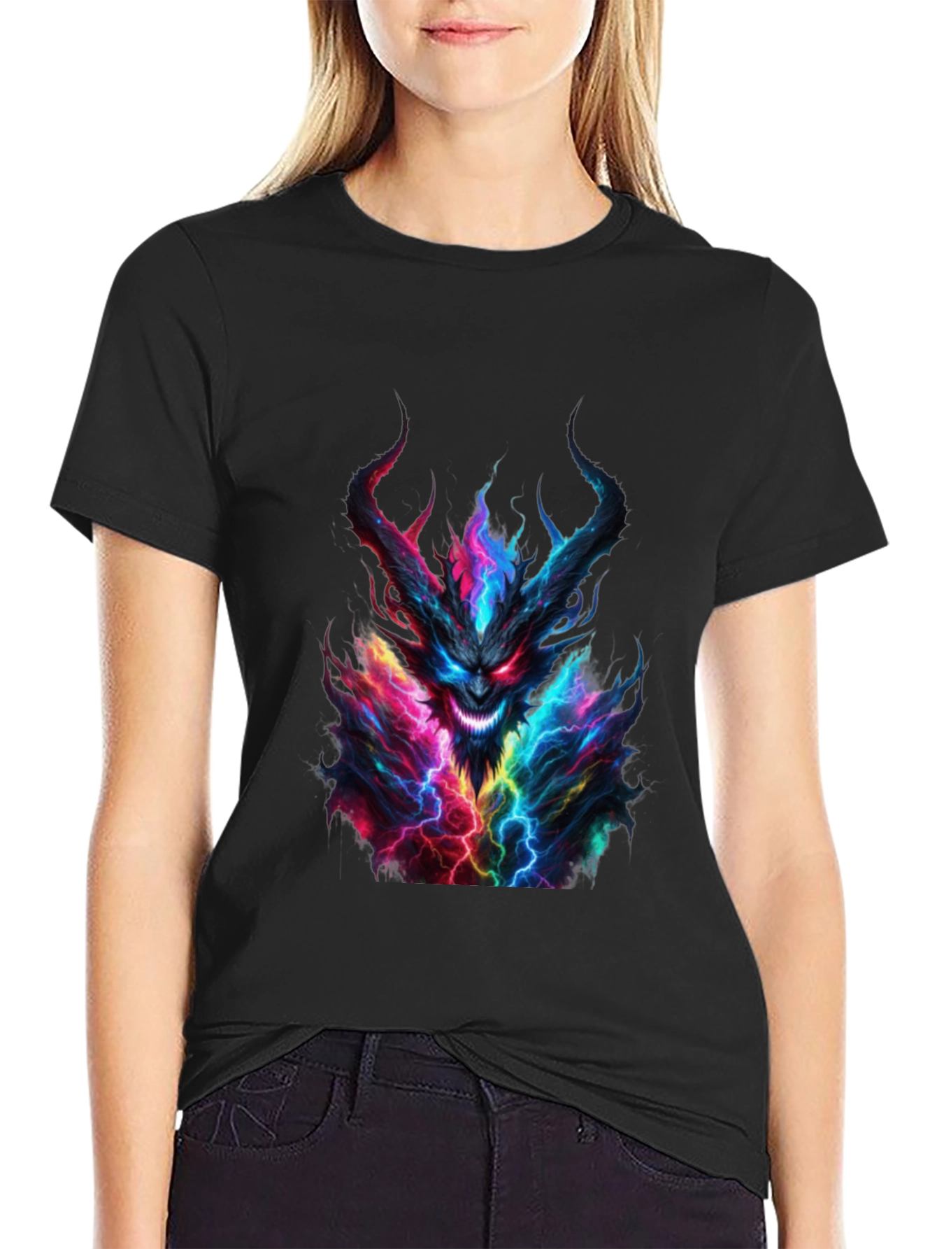 Monster Graphic Print Black T-Shirt