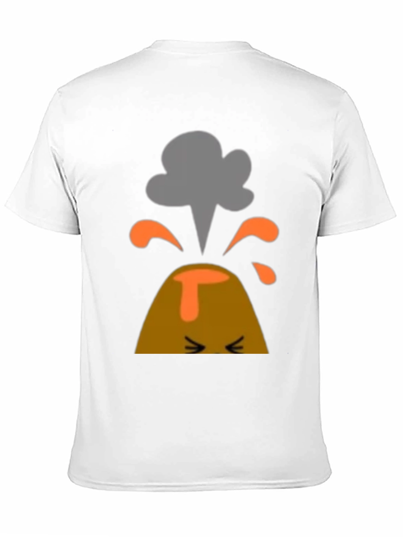 Volcano Cartoon Graphic Print Black T-Shirt