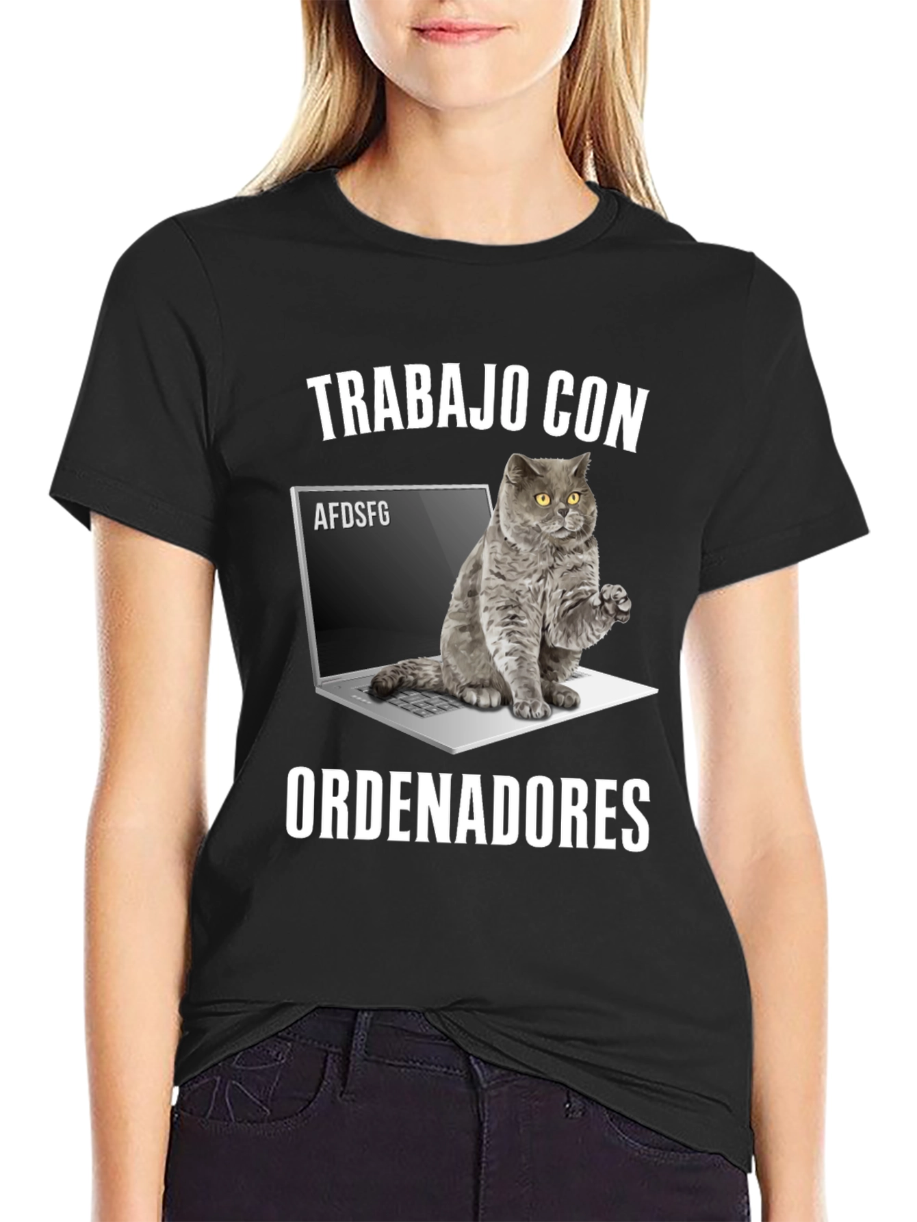 Cat Laptop Programmer Humor T-Shirt