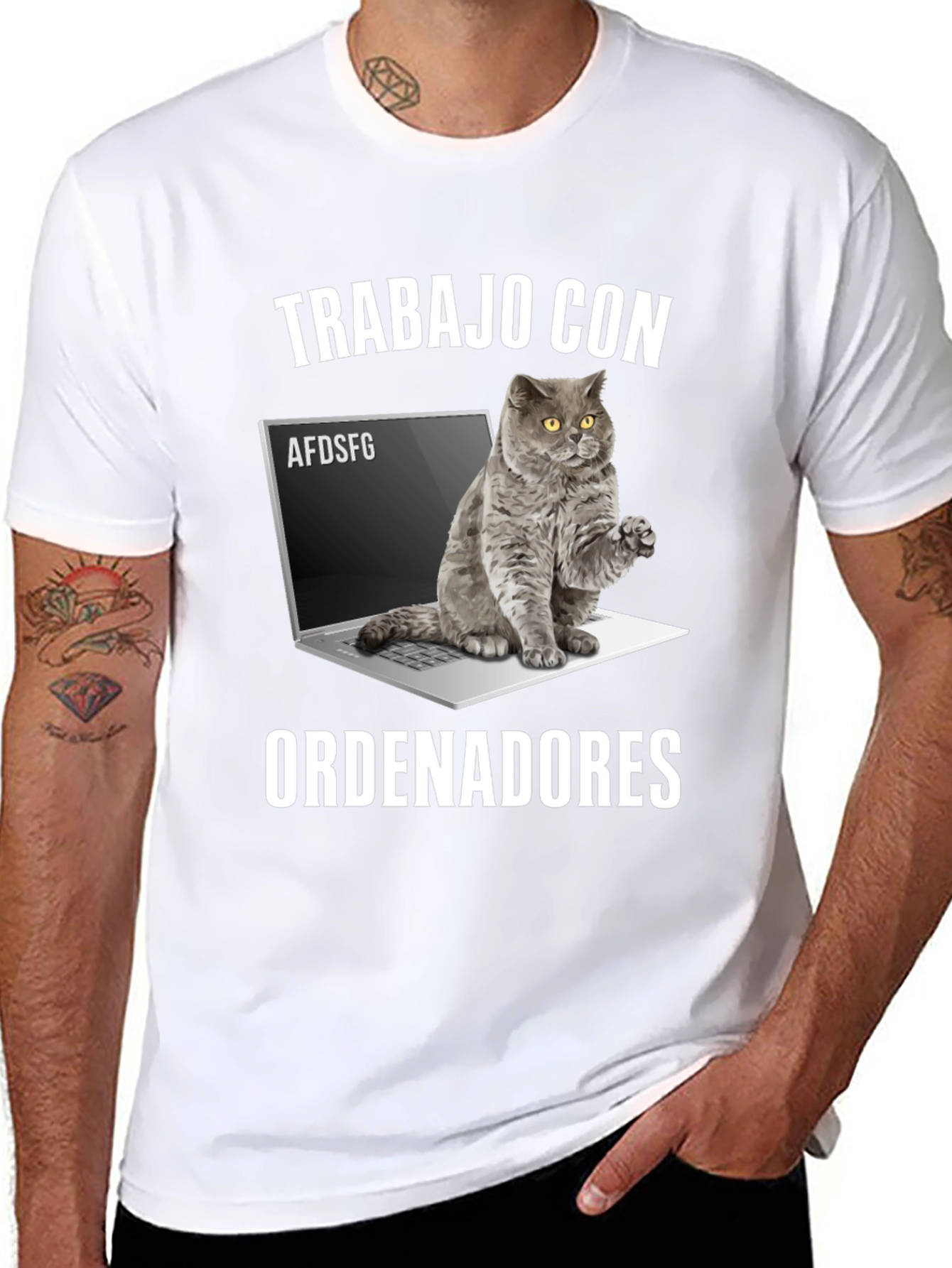 Cat Laptop Programmer Humor T-Shirt