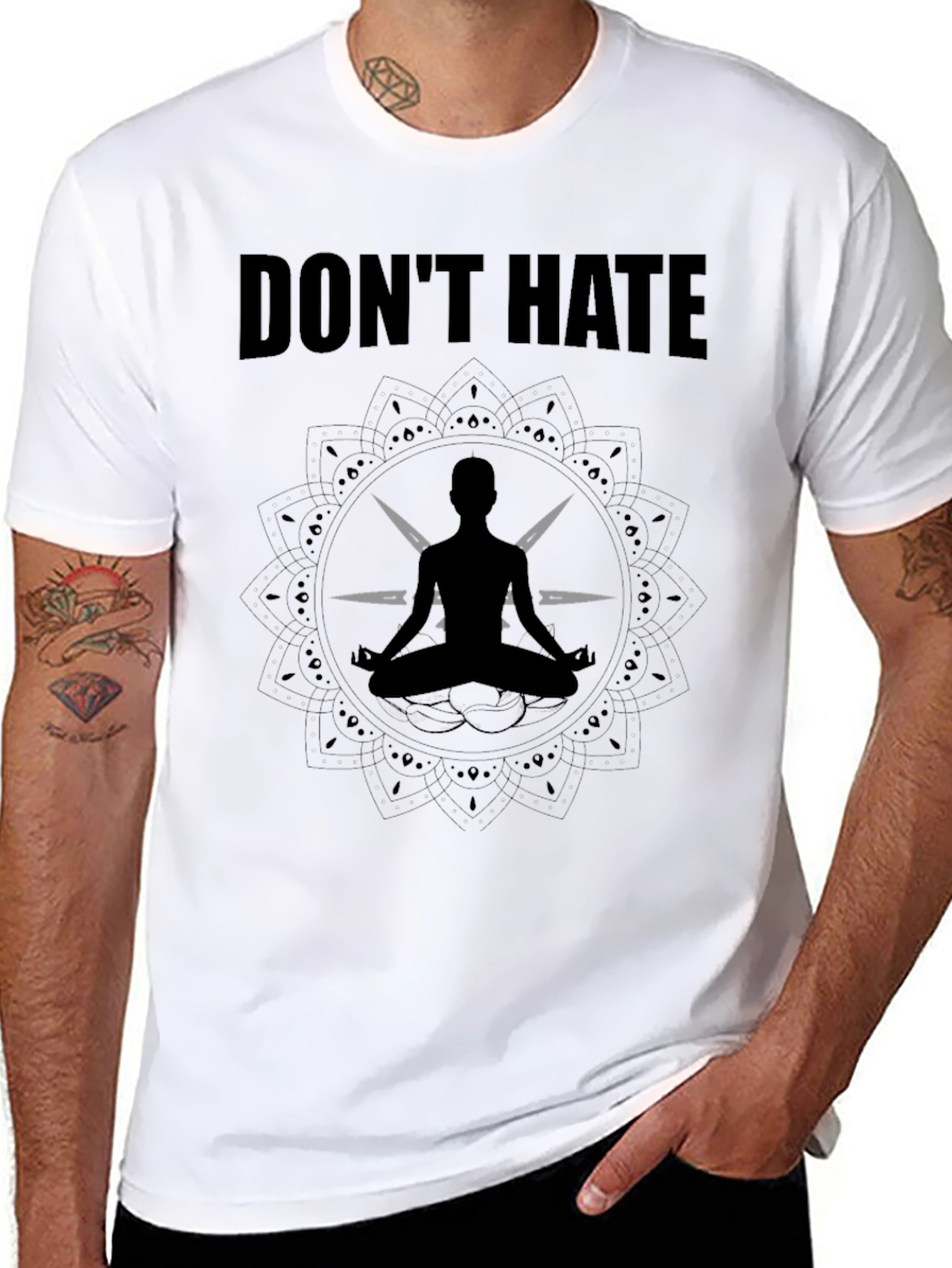 Dont Hate Meditate Yoga Mandala T-Shirt