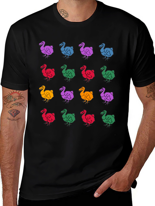 Dodo Bird Pattern Black T-Shirt