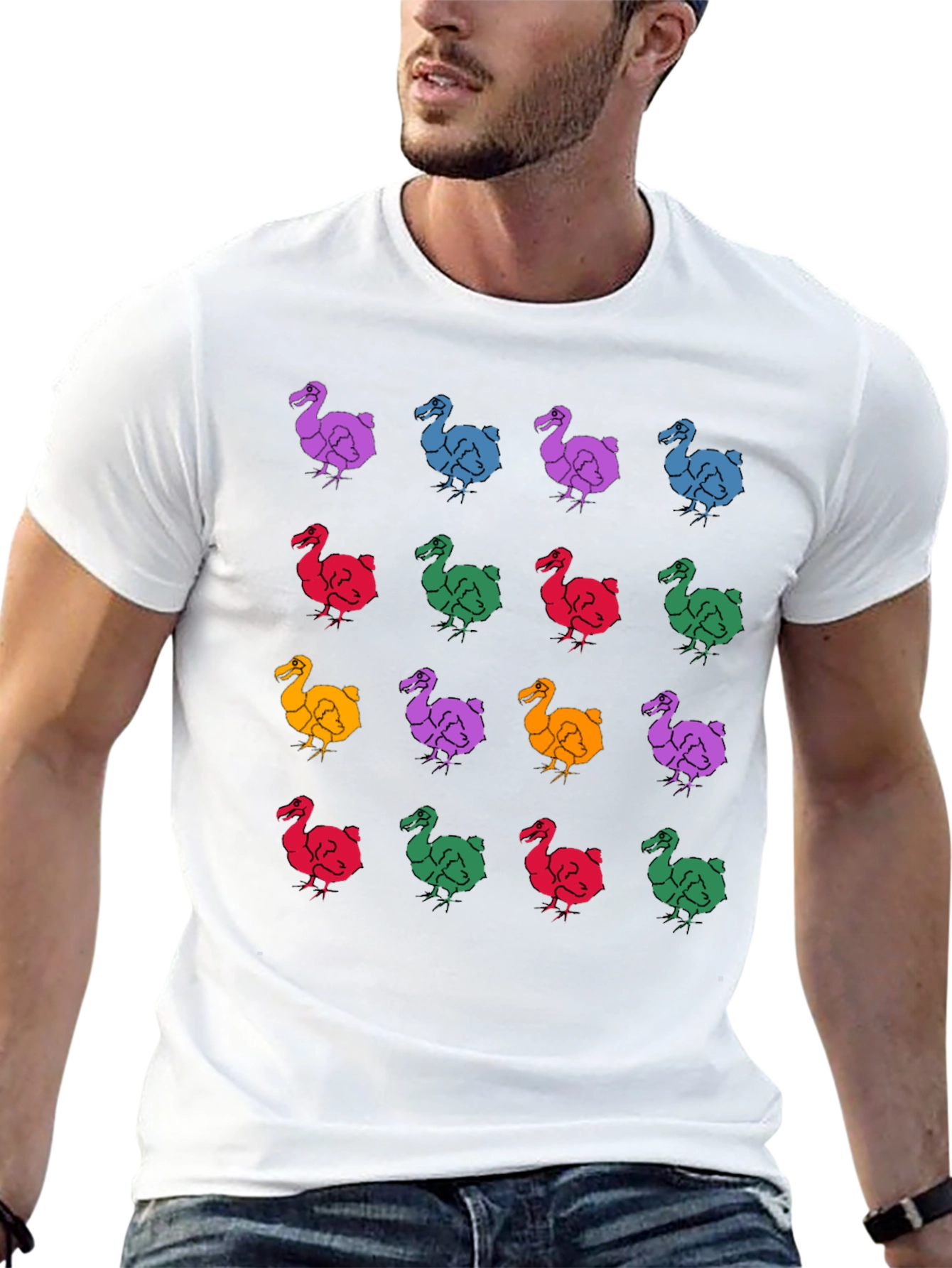 Dodo Bird Pattern Black T-Shirt