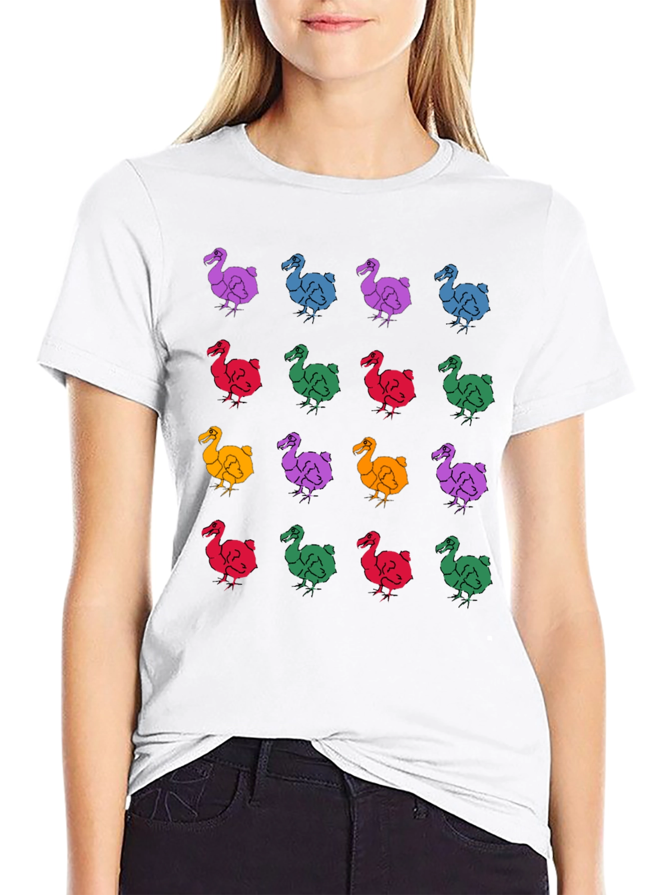 Dodo Bird Pattern Black T-Shirt