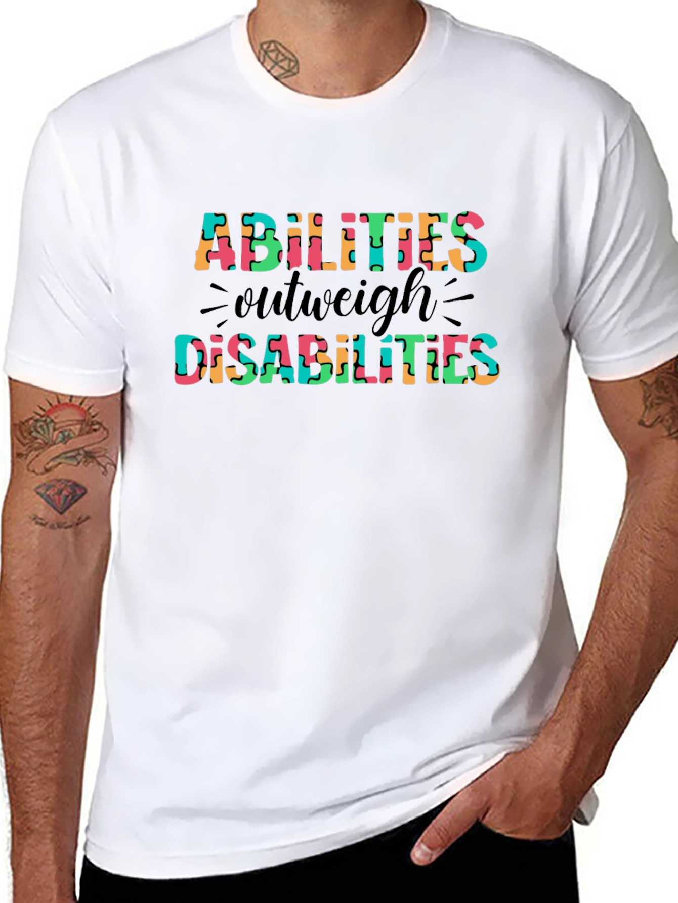Abilities Outweigh Disabilities Puzzle Piece T-Shirt