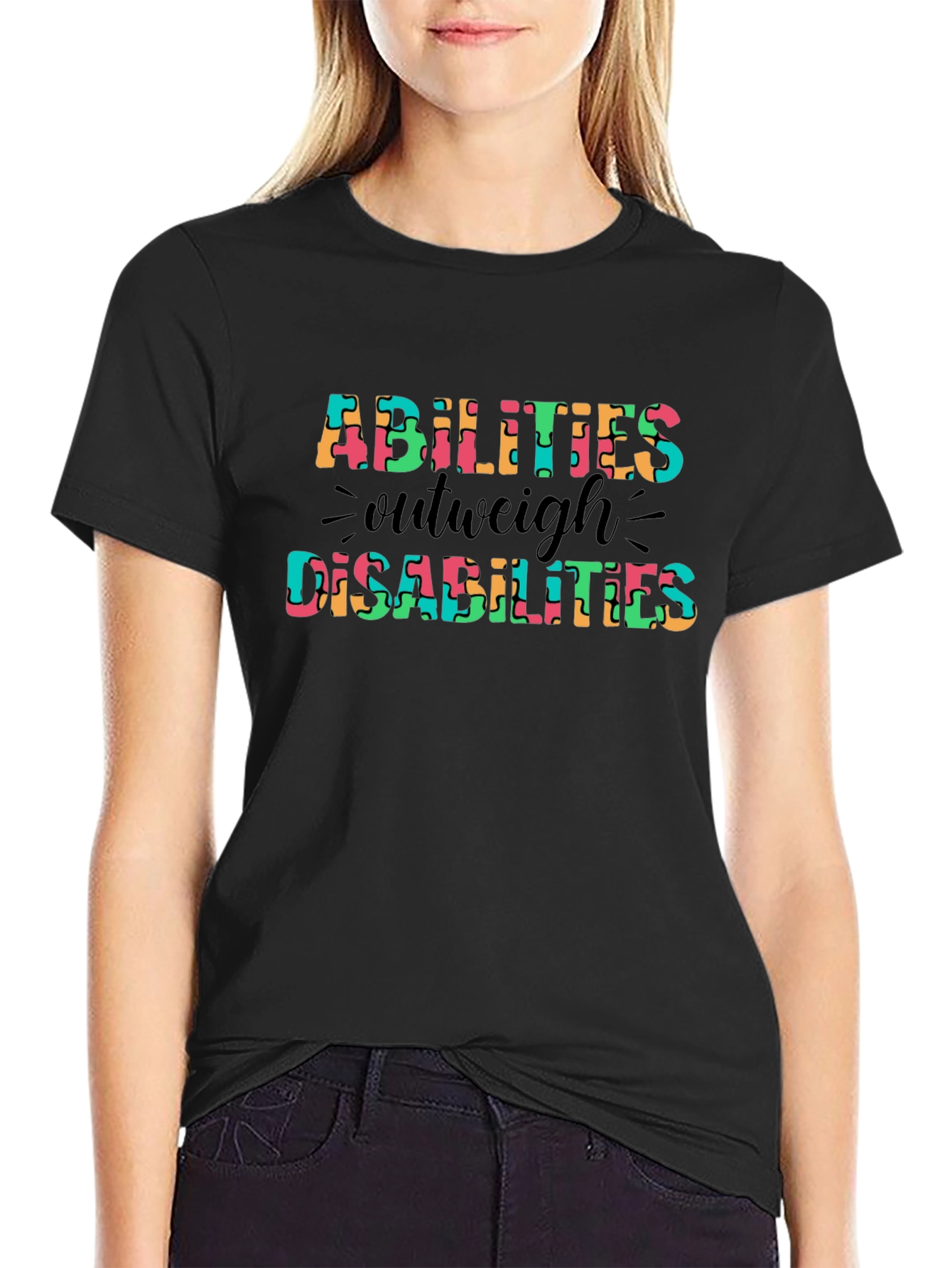 Abilities Outweigh Disabilities Puzzle Piece T-Shirt