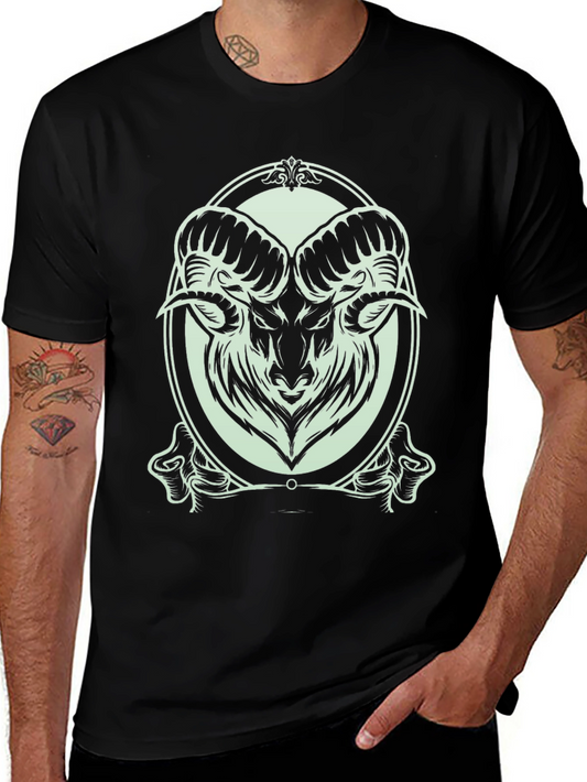Ram Graphic Print Black T-Shirt