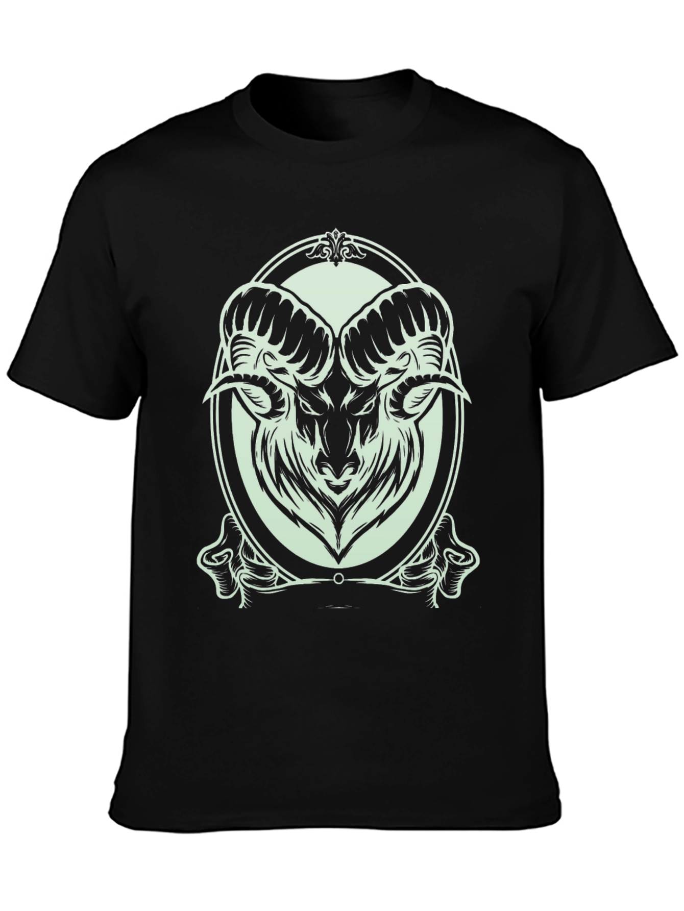 Ram Graphic Print Black T-Shirt