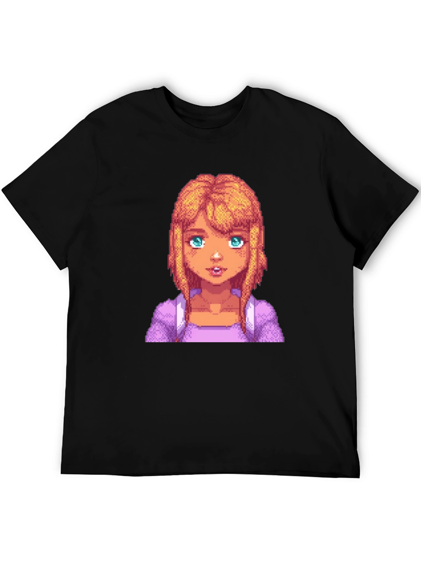 Stardew Valley Abigail Pixel Art Black T-Shirt