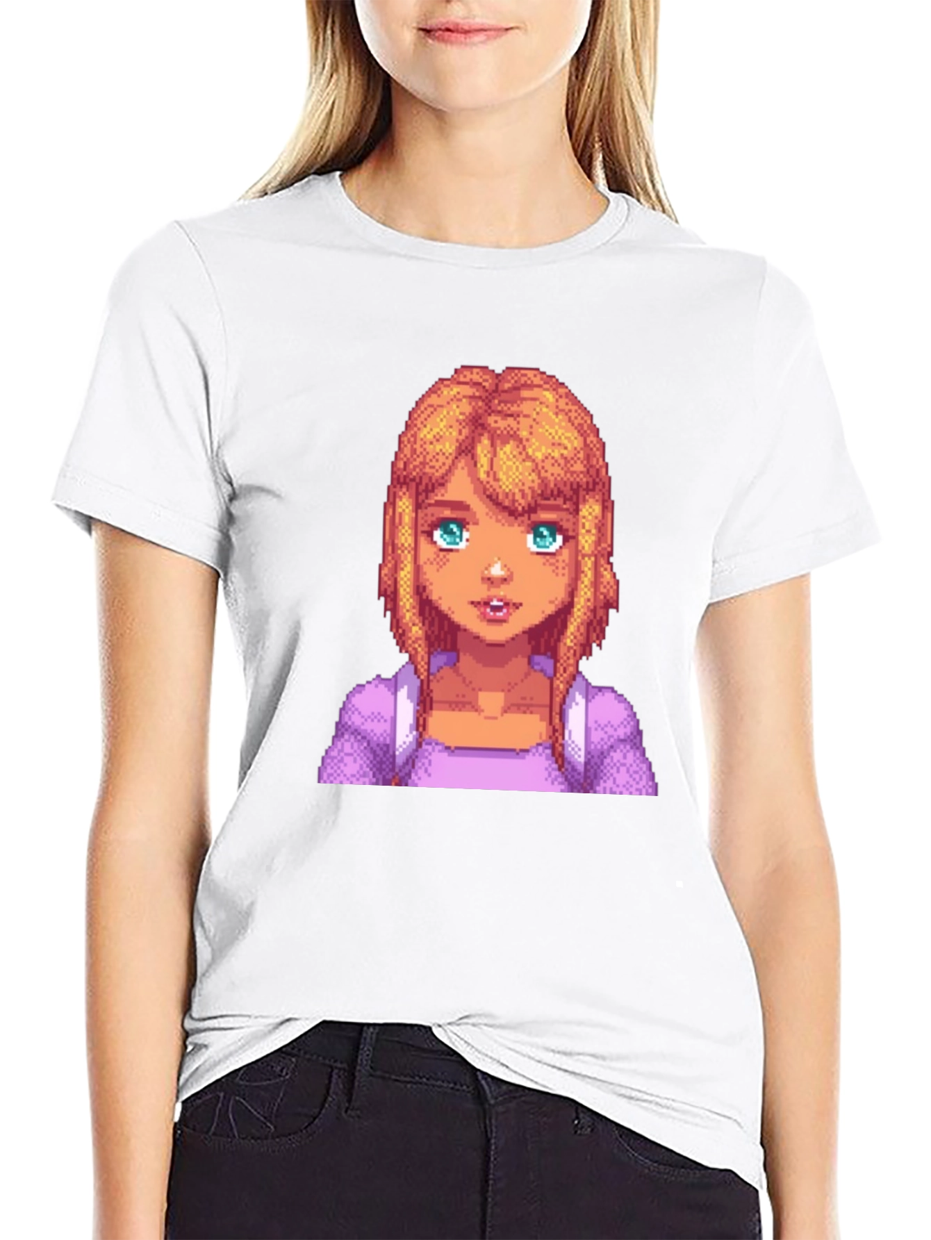 Stardew Valley Abigail Pixel Art Black T-Shirt