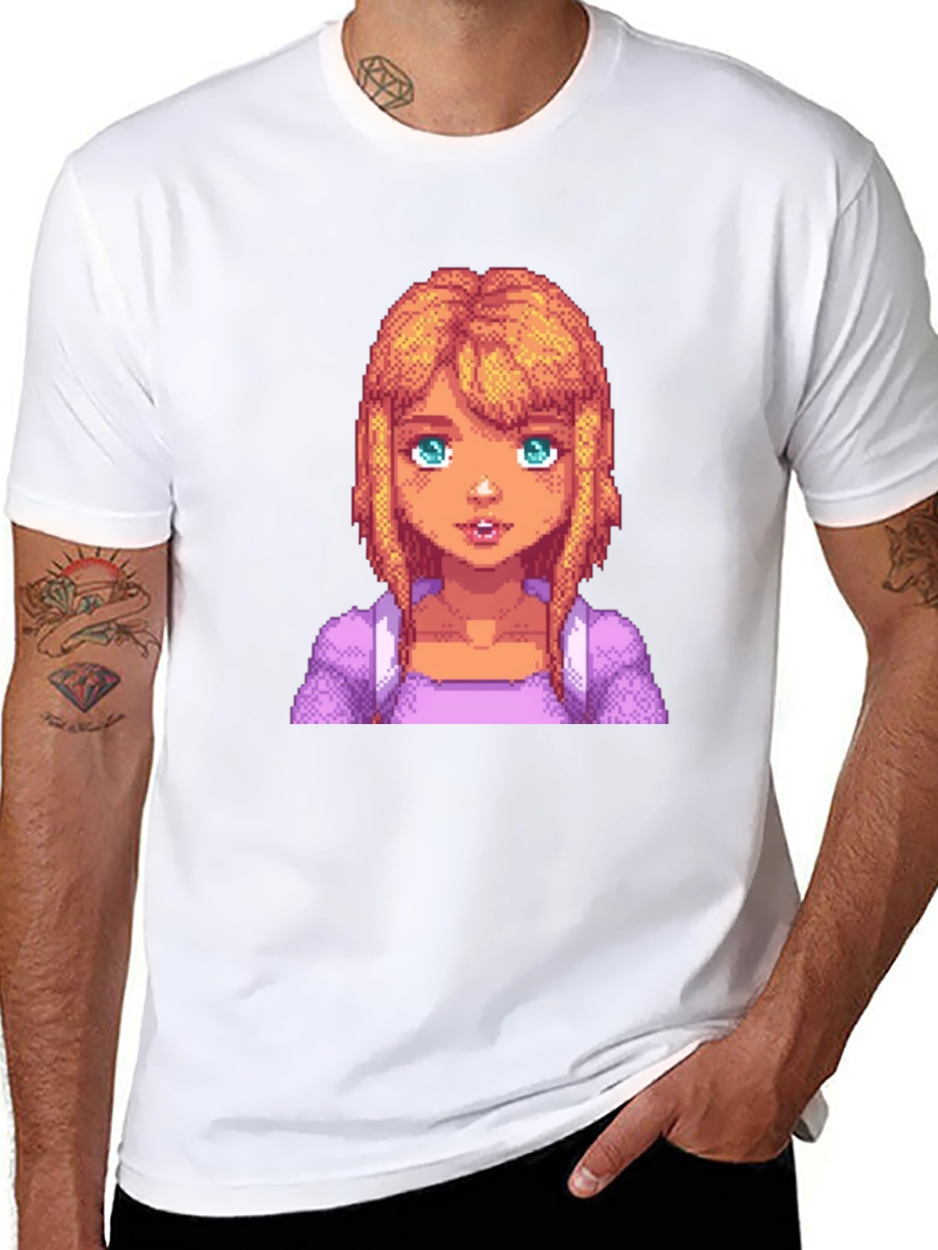 Stardew Valley Abigail Pixel Art Black T-Shirt
