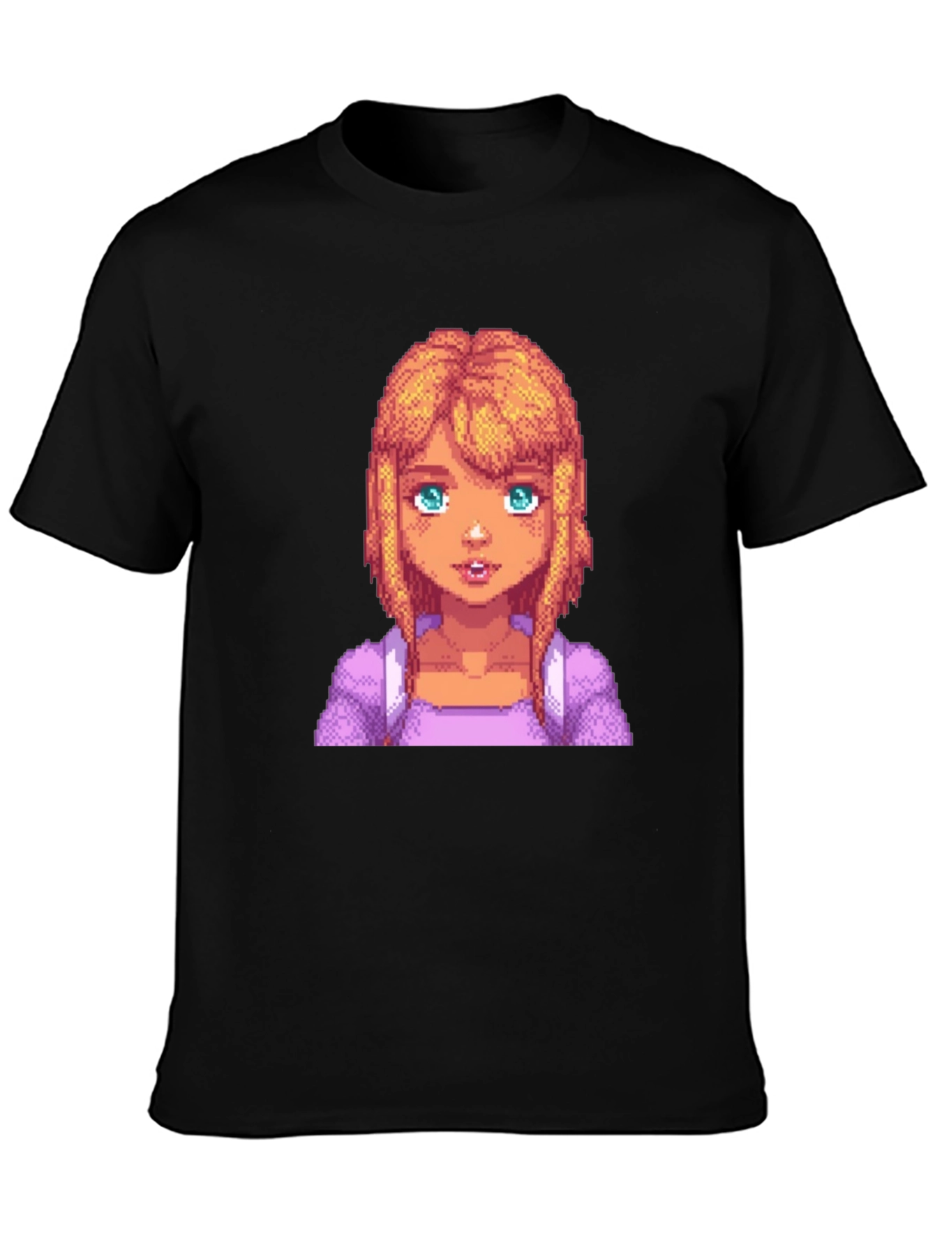 Stardew Valley Abigail Pixel Art Black T-Shirt