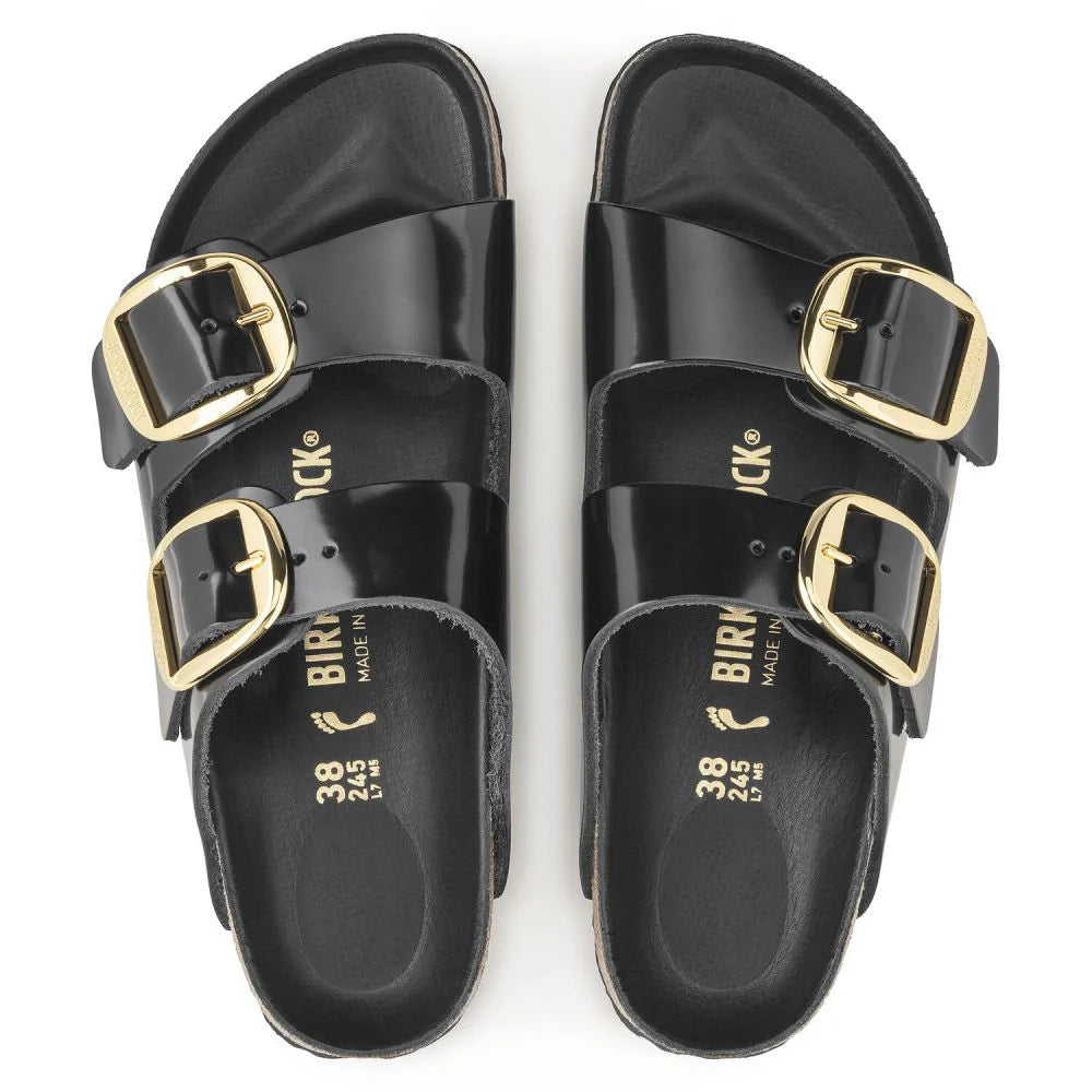 Birkenstock Women's Arizona Big Buckle Natural Leather Patent in High Shine Black
