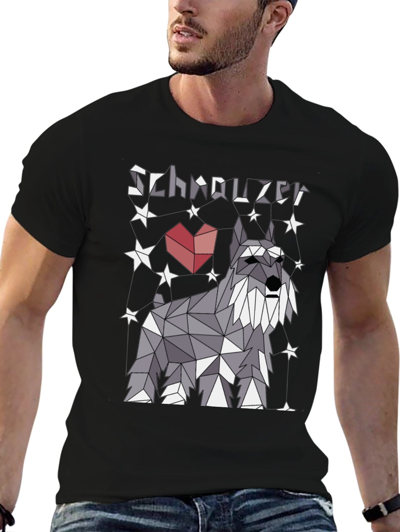Geometric Schnauzer Dog T-Shirt - Stylish Pet Lover Tee
