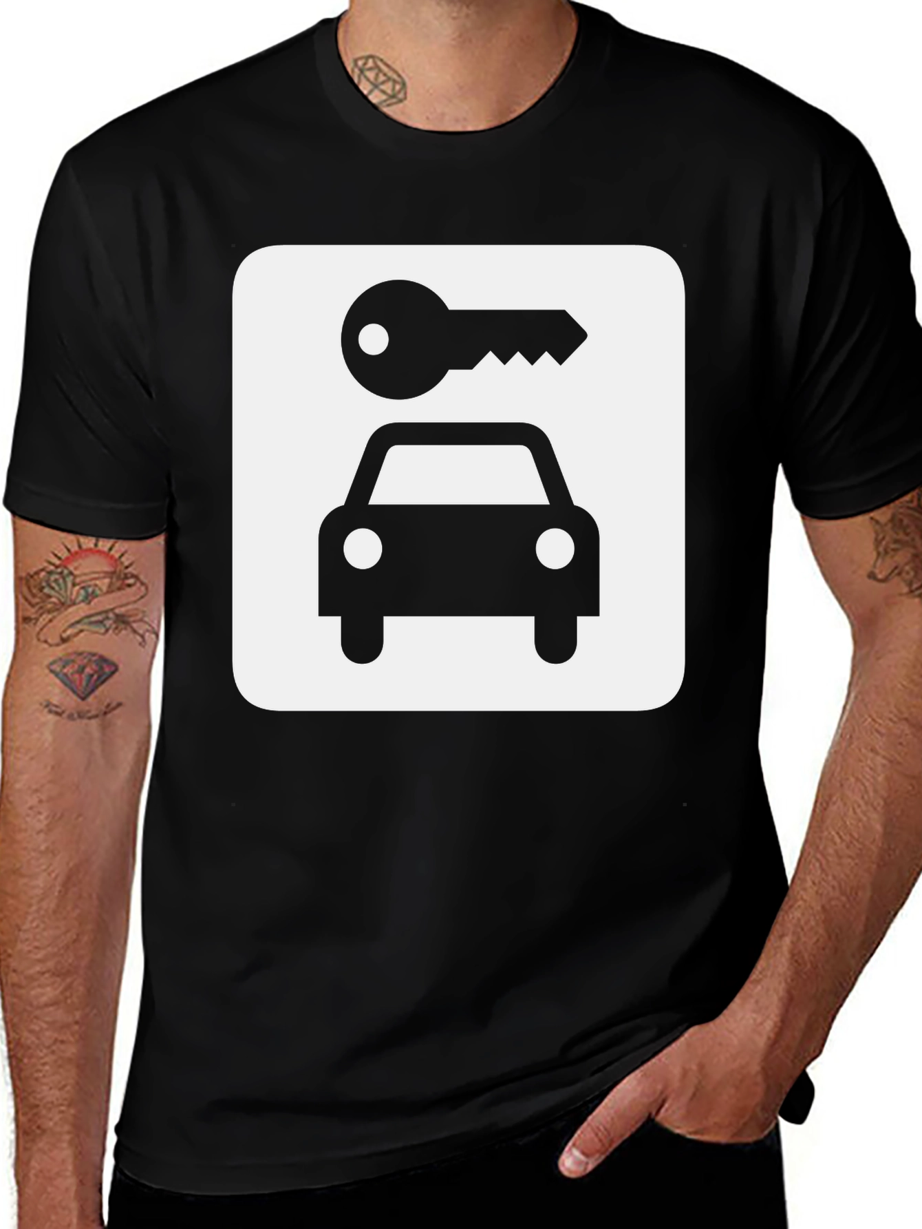 Car Key Graphic Tee - Stylish Cotton Blend T-Shirt