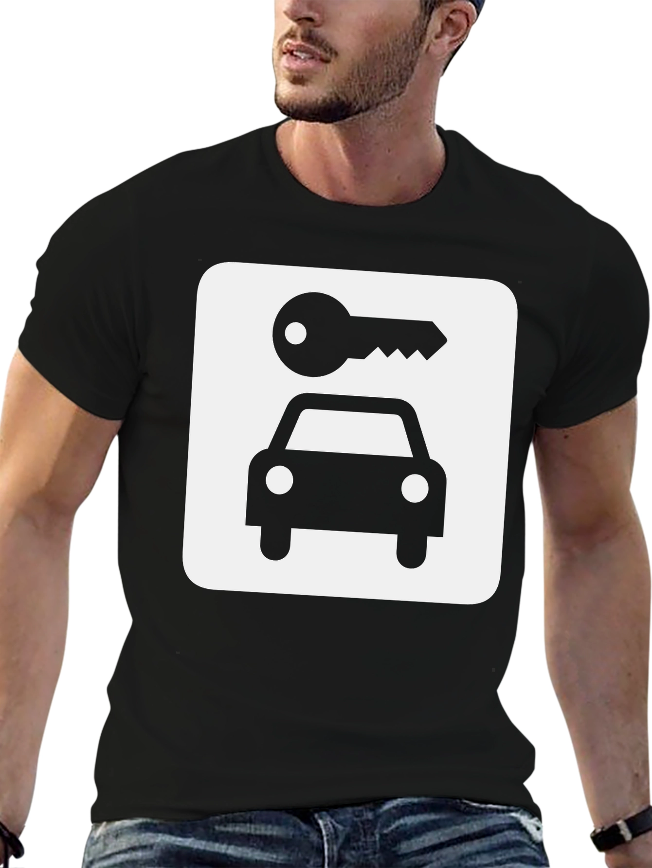 Car Key Graphic Tee - Stylish Cotton Blend T-Shirt