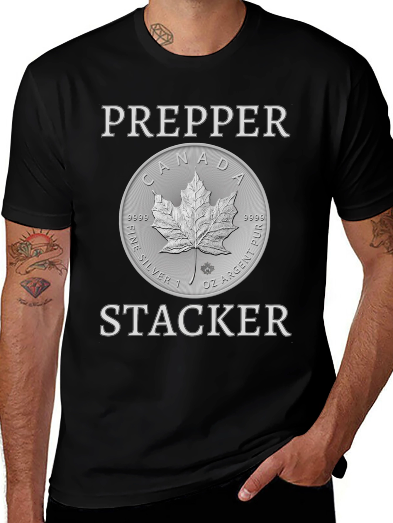 Prepper Stacker Silver Maple Leaf Coin T-Shirt
