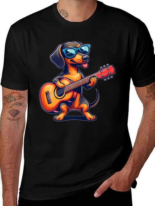 Dachshund Guitarist T-Shirt - Cool Dog Playing Music!