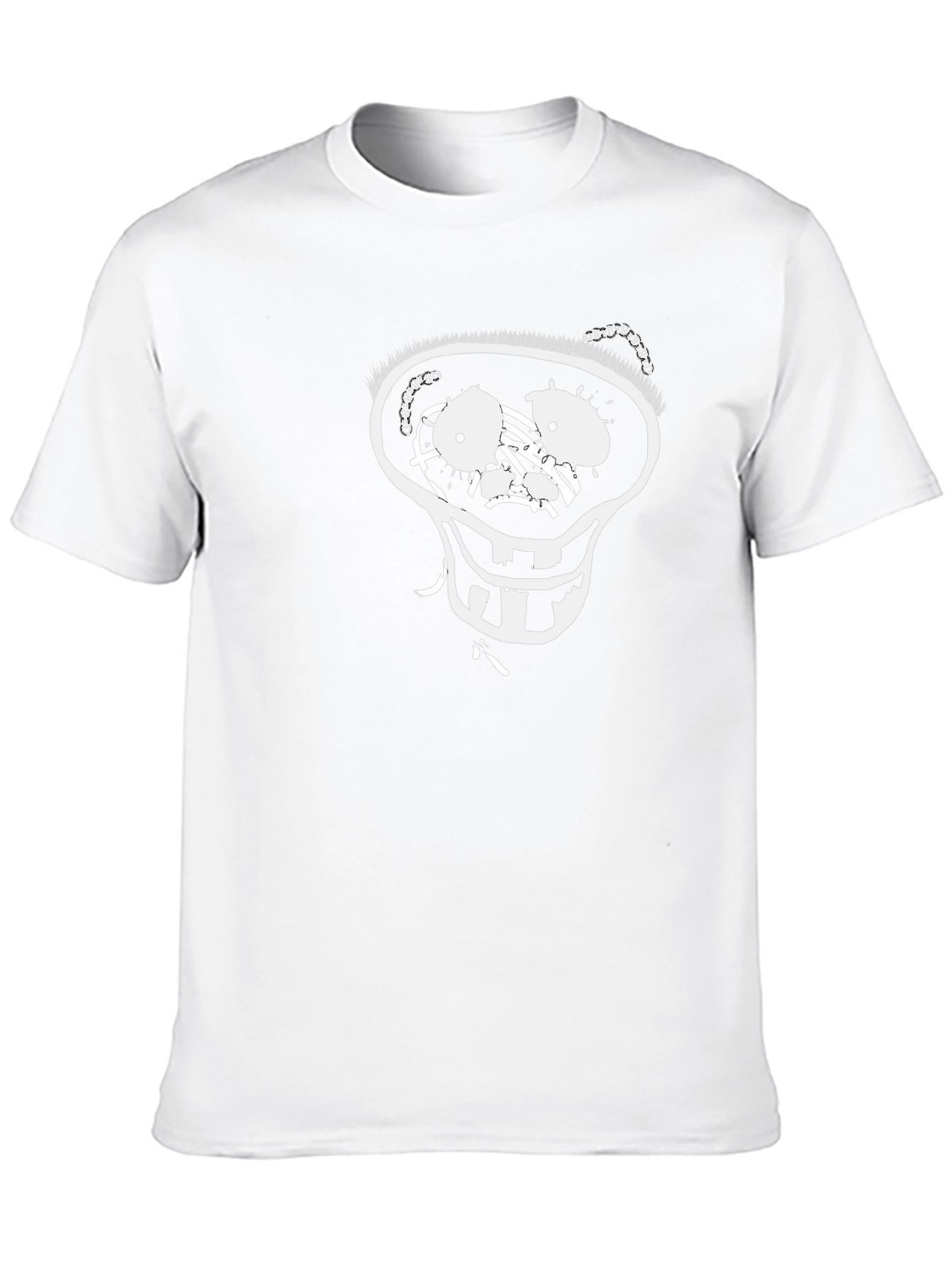 Mens Black T-Shirt with Cartoon Skull Design
