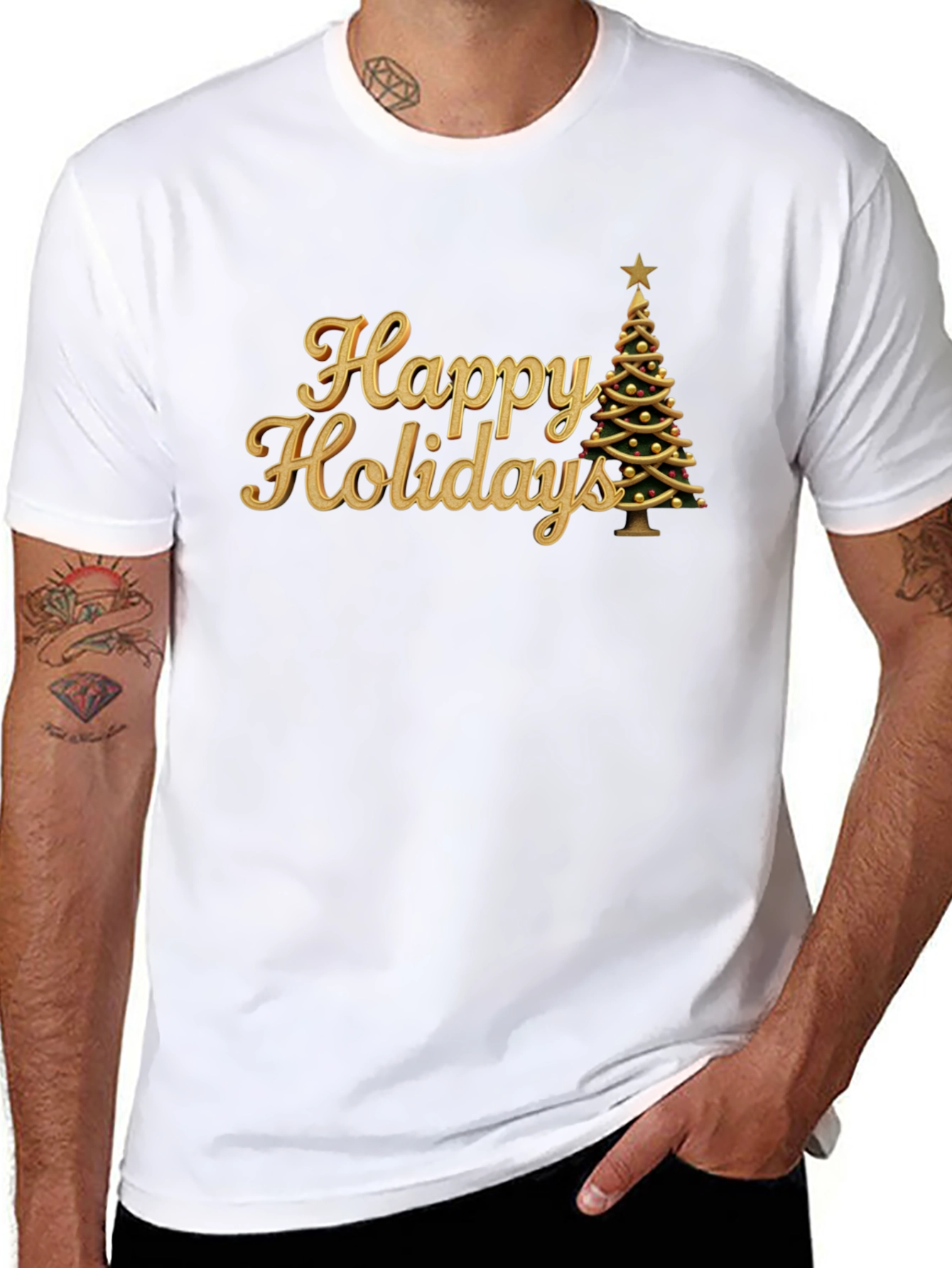 Happy Holidays Christmas Tree Graphic T-Shirt