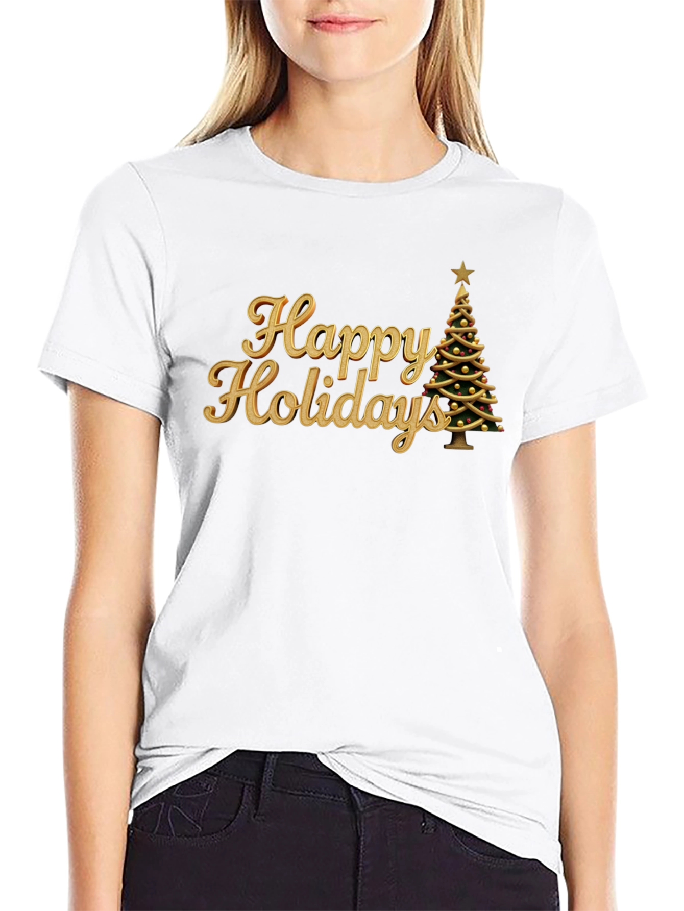 Happy Holidays Christmas Tree Graphic T-Shirt