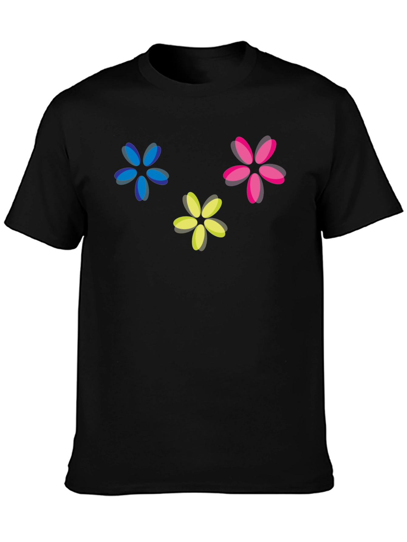Floral Print Crew Neck T-Shirt - Black