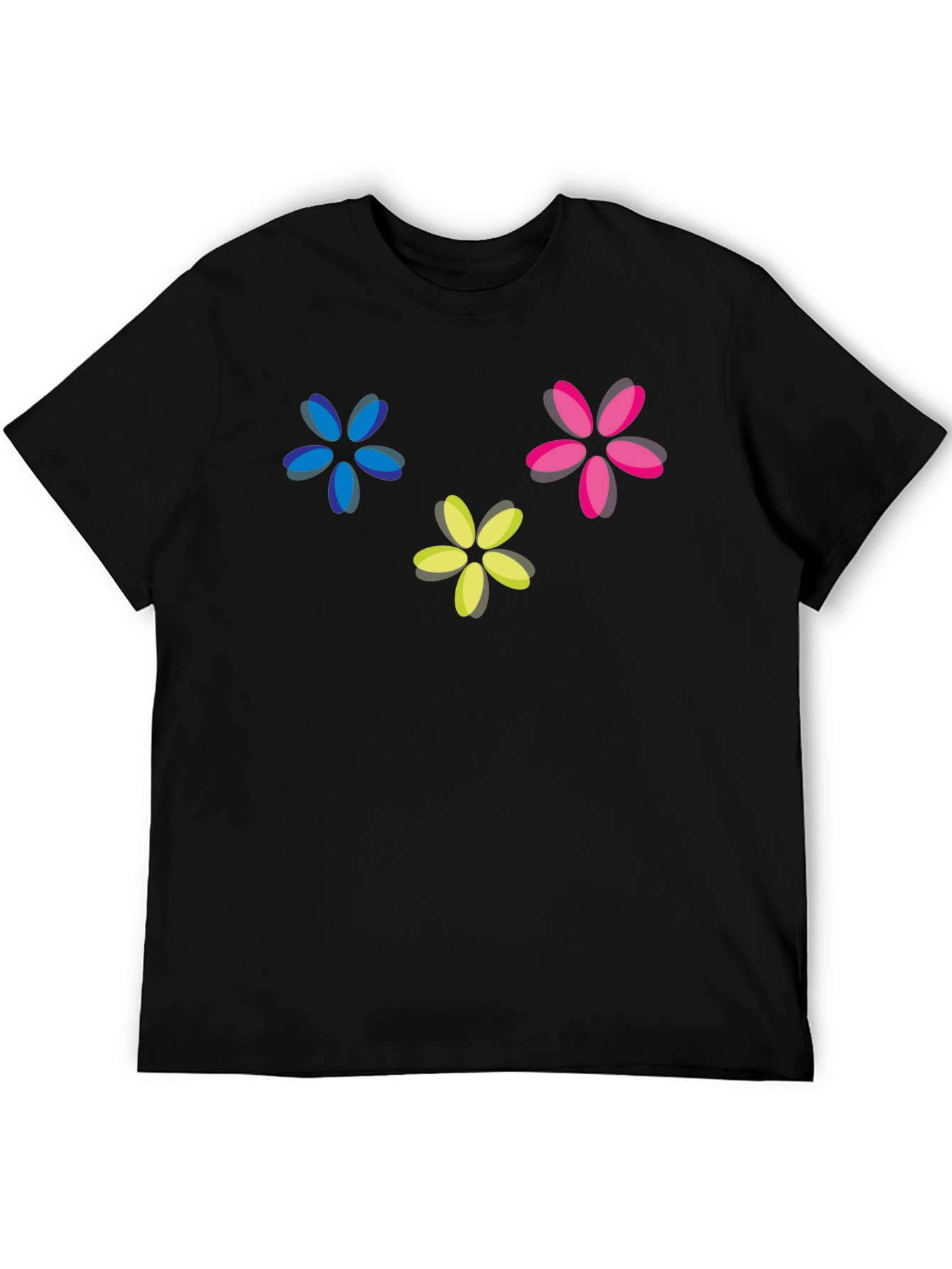 Floral Print Crew Neck T-Shirt - Black