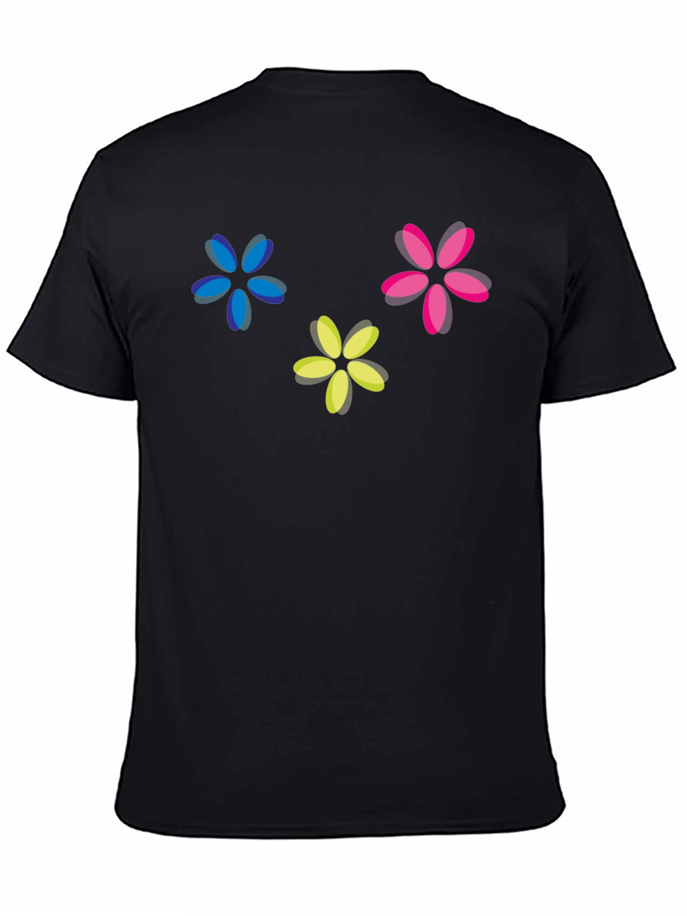 Floral Print Crew Neck T-Shirt - Black