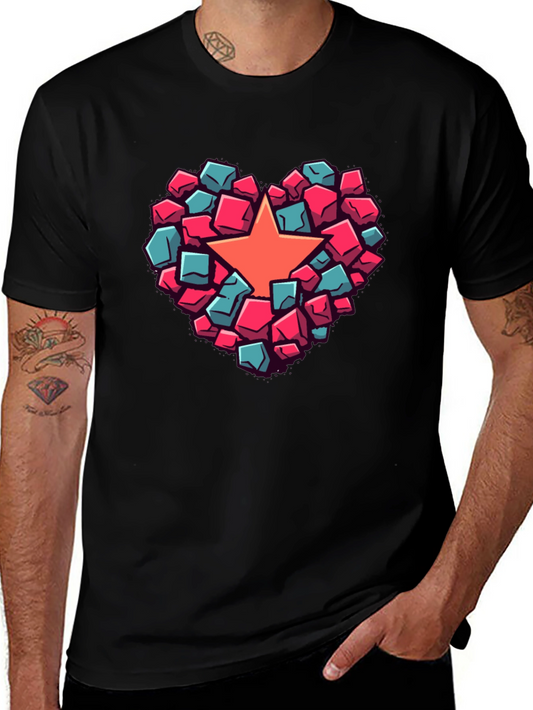 Heart Star Block Graphic T-Shirt