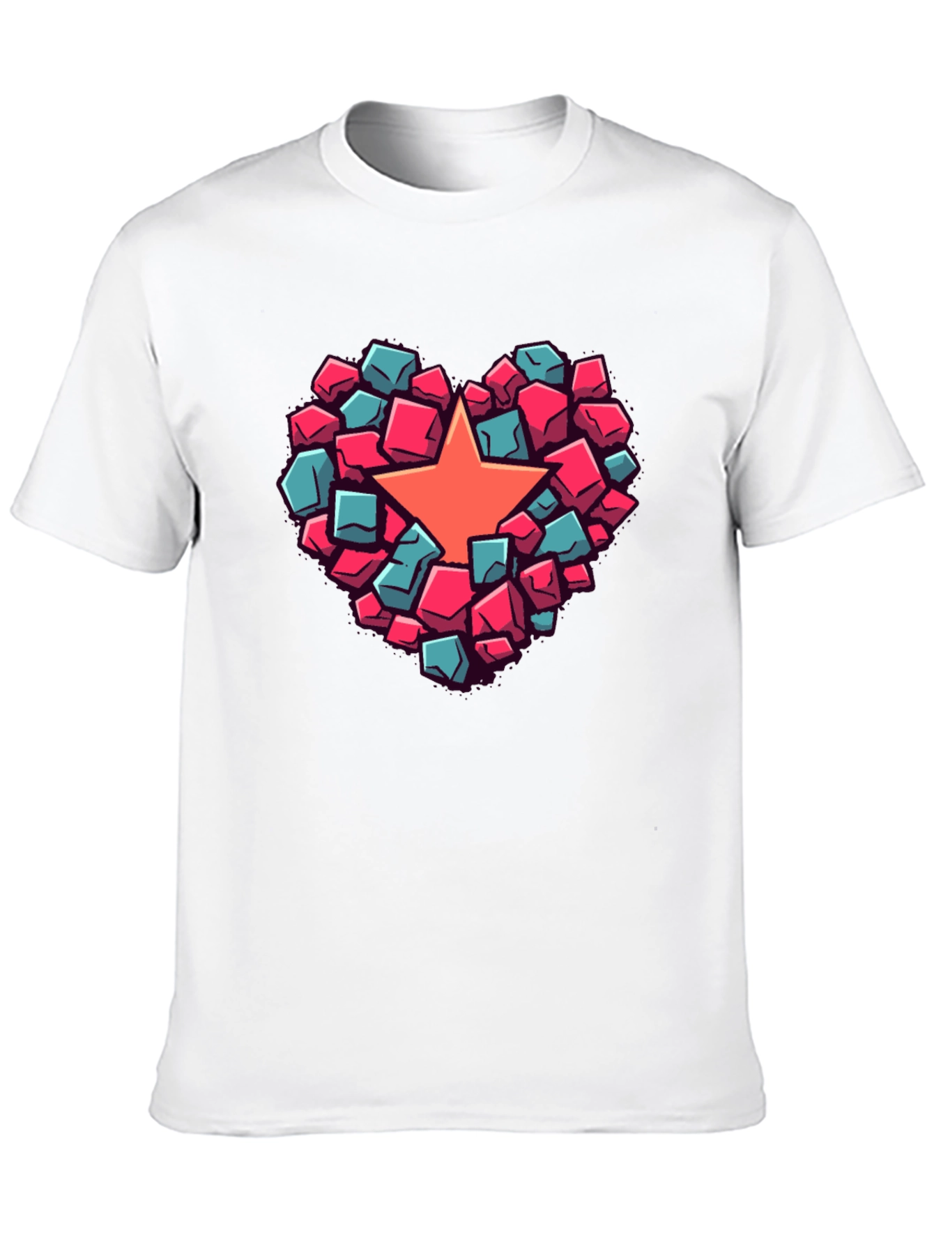 Heart Star Block Graphic T-Shirt