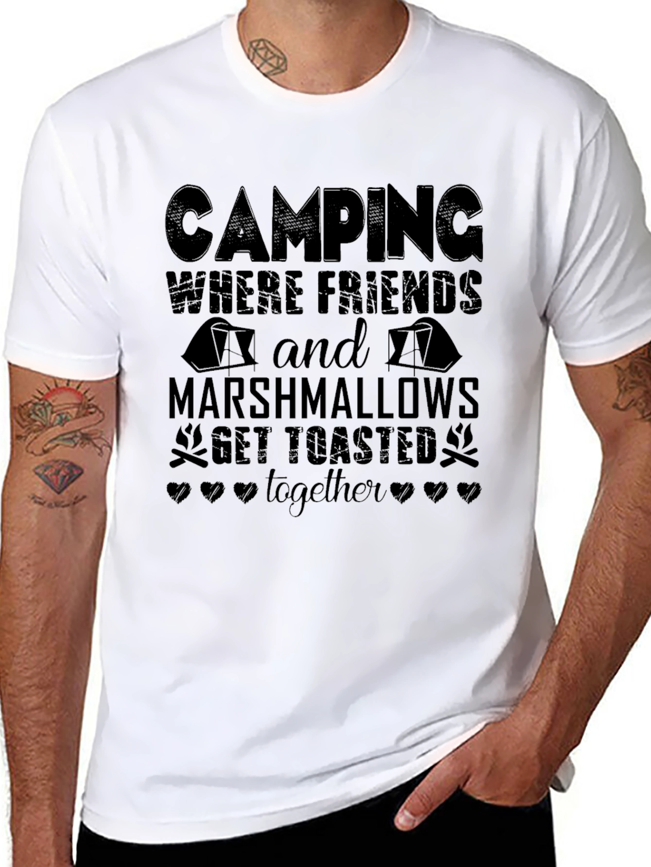 Camping Friends Marshmallows Mens T-Shirt