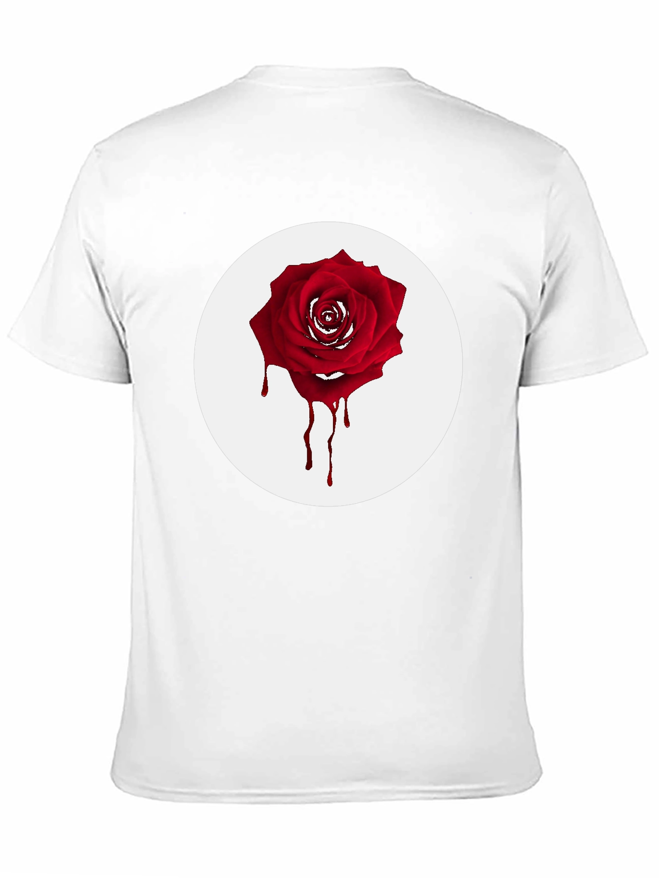 Mens Black T-Shirt with Bleeding Rose Graphic